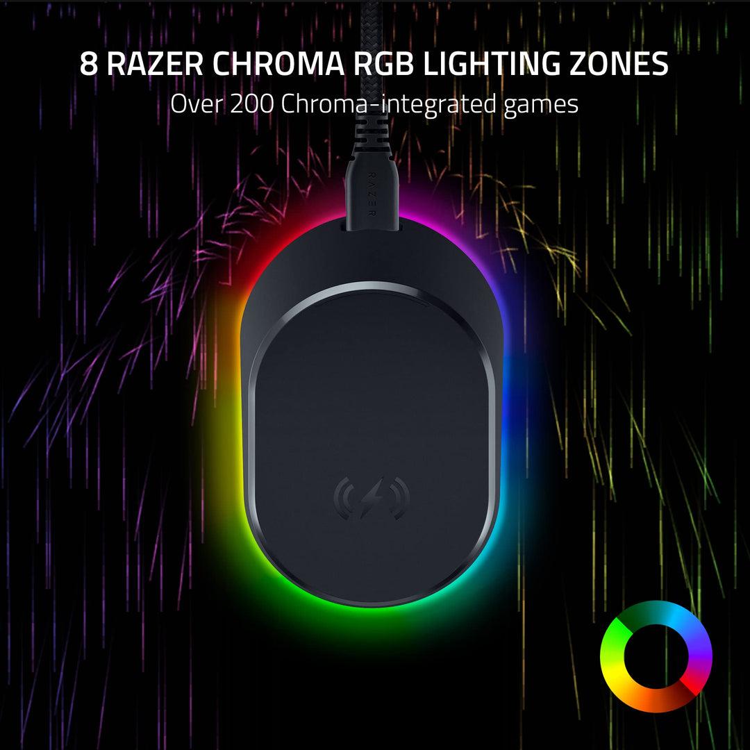 Razer Mouse Dock Pro & Charging Puck - Magnetic Wireless Charging Dock with 8K Hz Transceiver & RGB Lighting