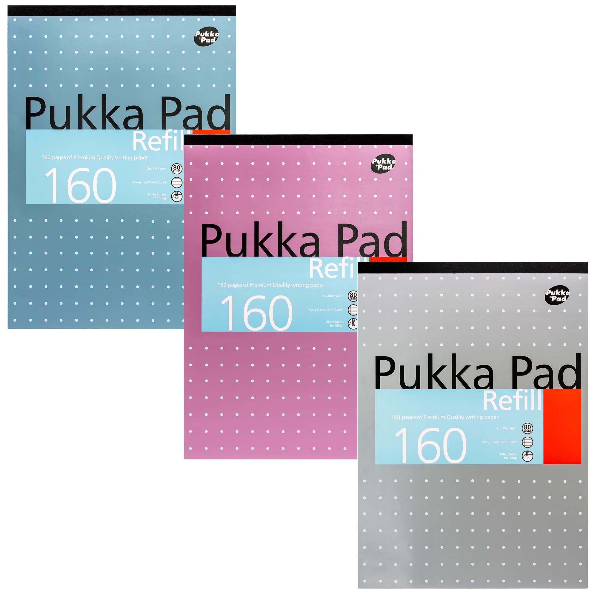 Pukka Pad A4 Refill Notepad - Pack of 3 Lined Pads | 160 Pages Each | 80GSM Paper
