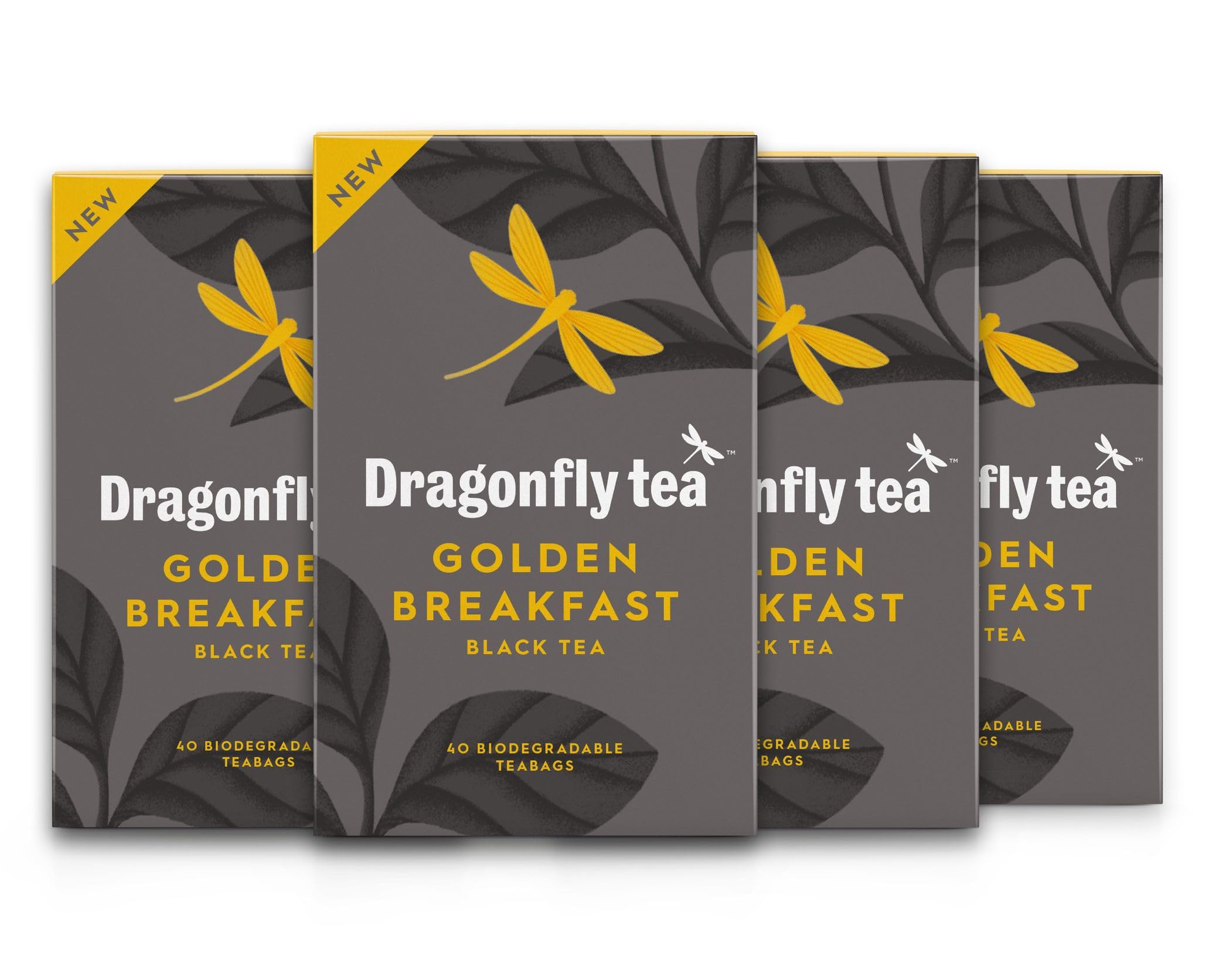 Dragonfly Tea Golden Breakfast Black Tea, 160 Biodegradable Tea Bags (4x40) - Bright & Smooth English Breakfast Blend