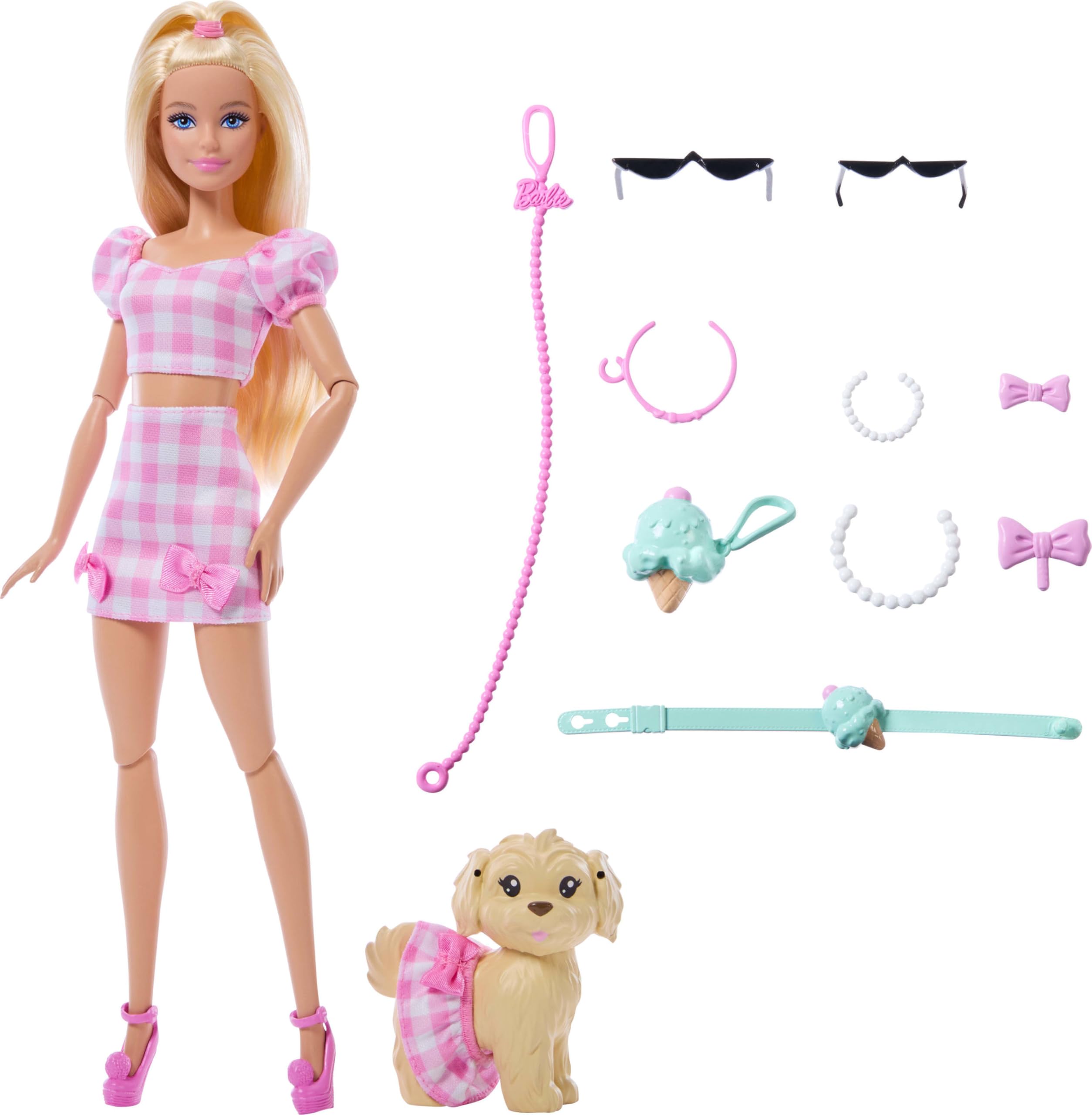 Barbie Twinning Looks Doll with Pet Dog - Matching Pink Gingham Outfits & Accessories, JFP36 3