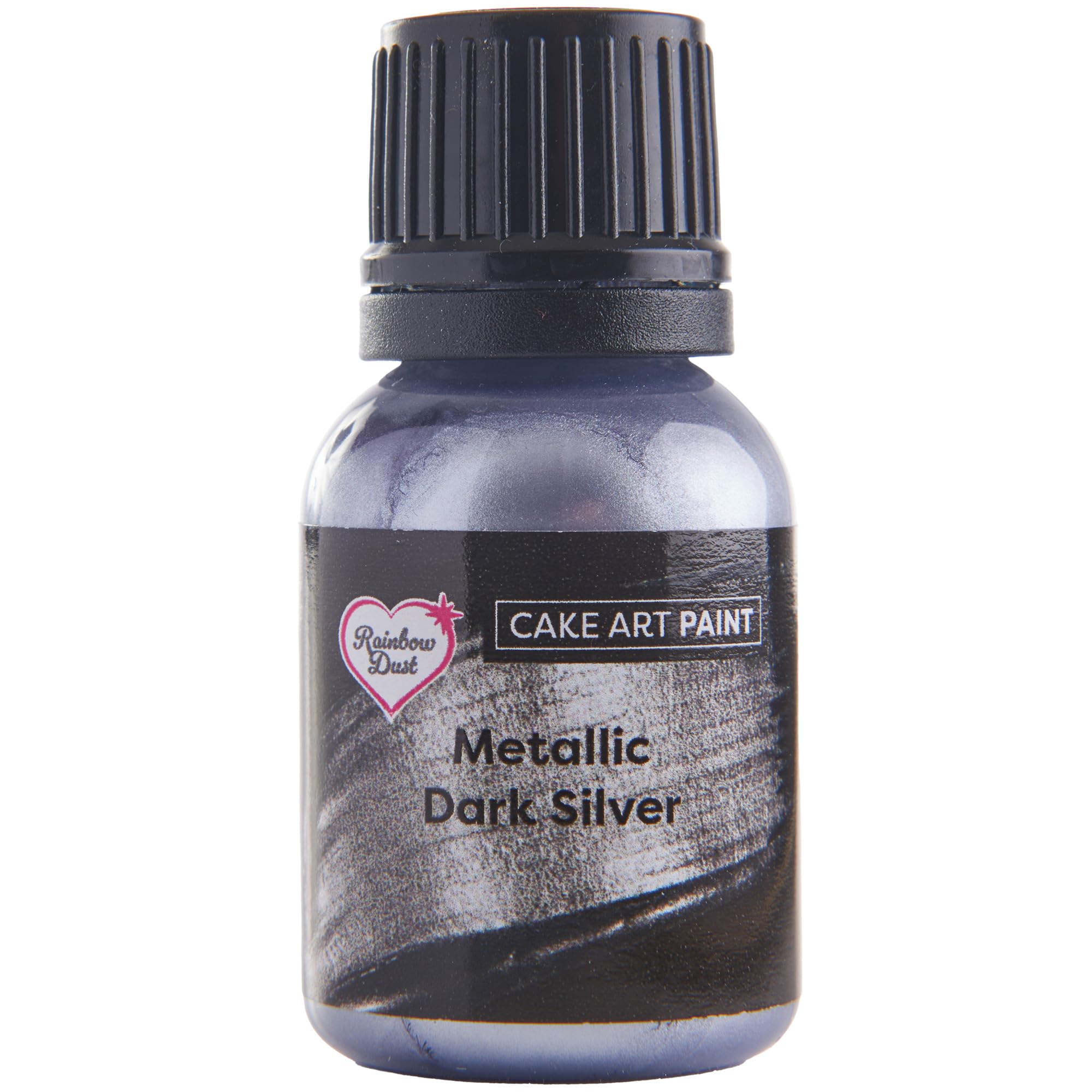 Rainbow Dust Cake Art Paint - Metallic Dark Silver Liquid Food Colour | 25ml