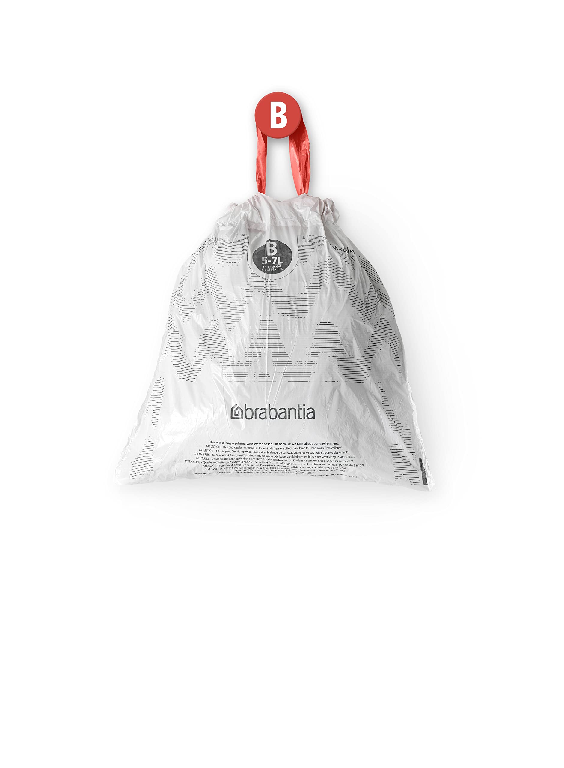 Brabantia PerfectFit Bin Liners - Size B (5L Capacity) | Tear-Resistant Plastic Tie-Tape Drawstring | 40 White Bags 4