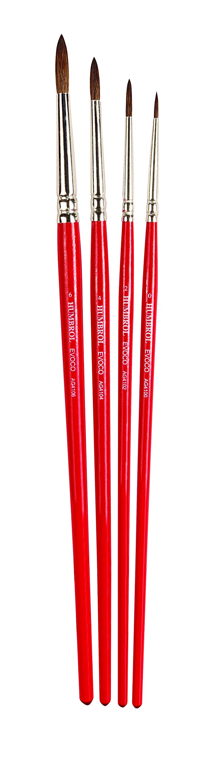 Humbrol Evoco Paint Brush Set - 4 Pack | Sizes 0, 2, 4, 6 | Natural Hair 2