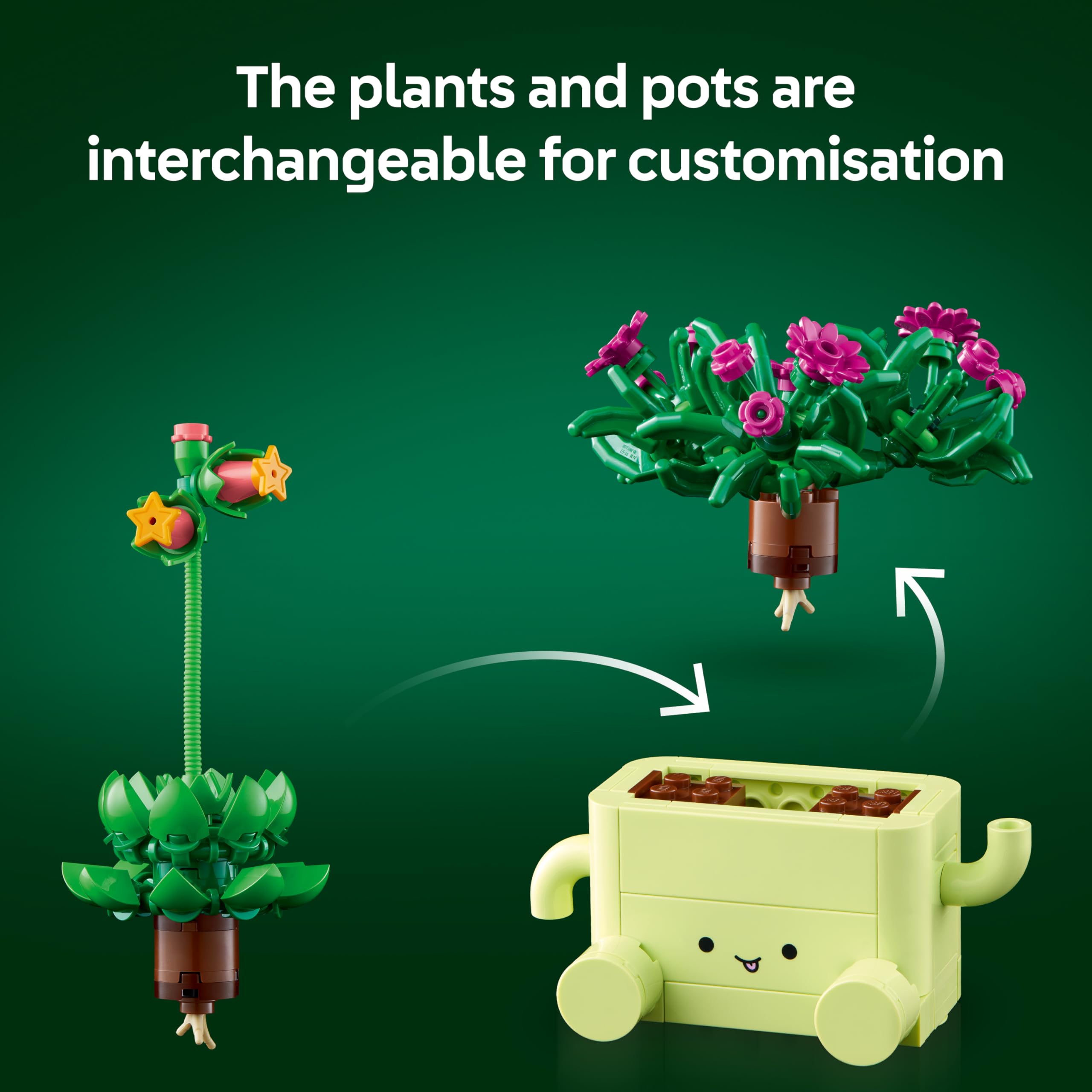 LEGO Botanicals Rocking Plants Set - 2 Artificial Plants, Pastel Pots | Ages 9+ 5