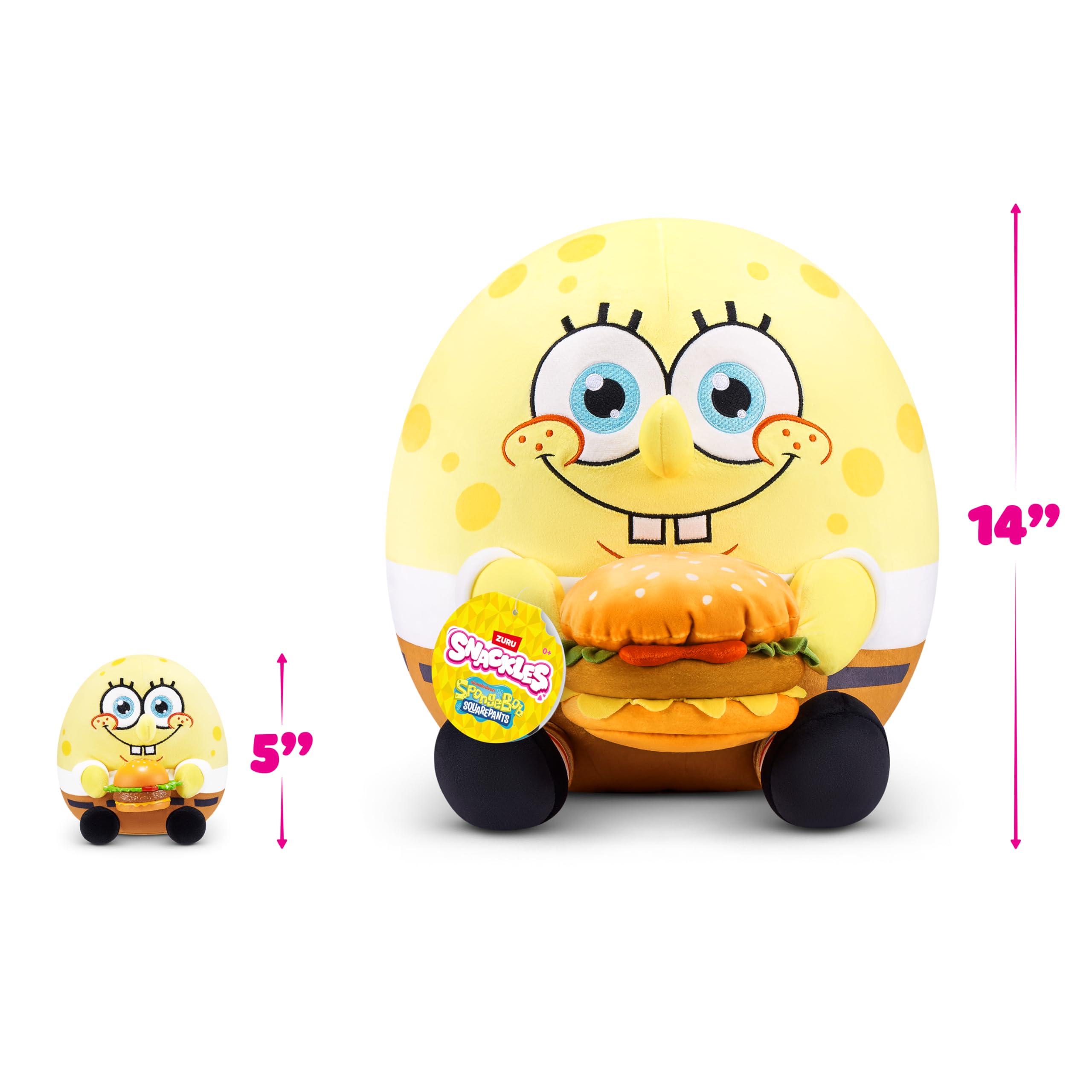 ZURU Snackles 5-inch Licensed Character SpongeBob Squarepants Plush | Soft Polyester | Includes Snack & Collector's Guide 6