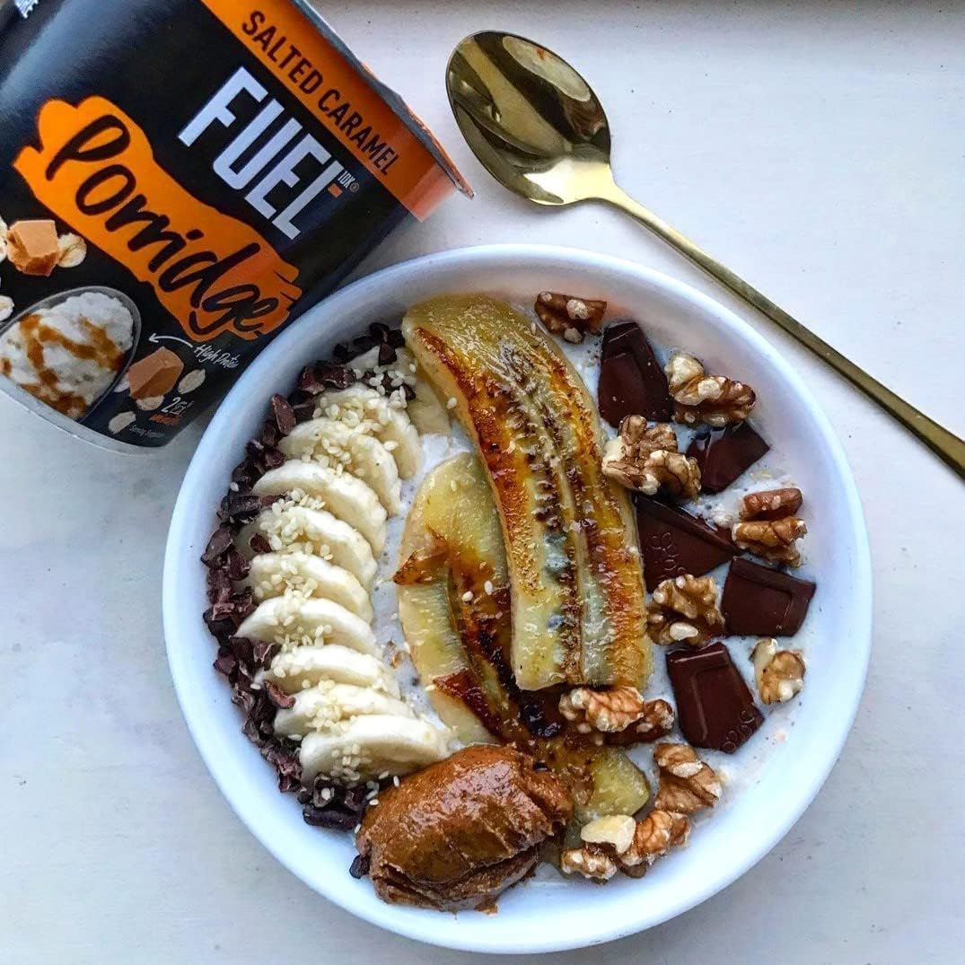 FUEL10K High Protein Salted Caramel Porridge Oat Cereal Pot, 70g (Pack of 8)
