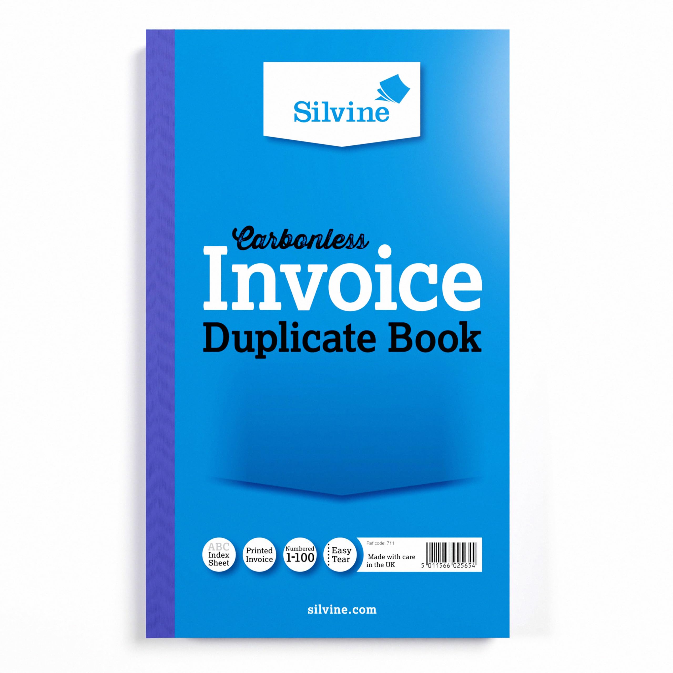 Silvine Carbonless Duplicate Invoice Book - Numbered 1-100 | 8x5 Inches | Model 711 1