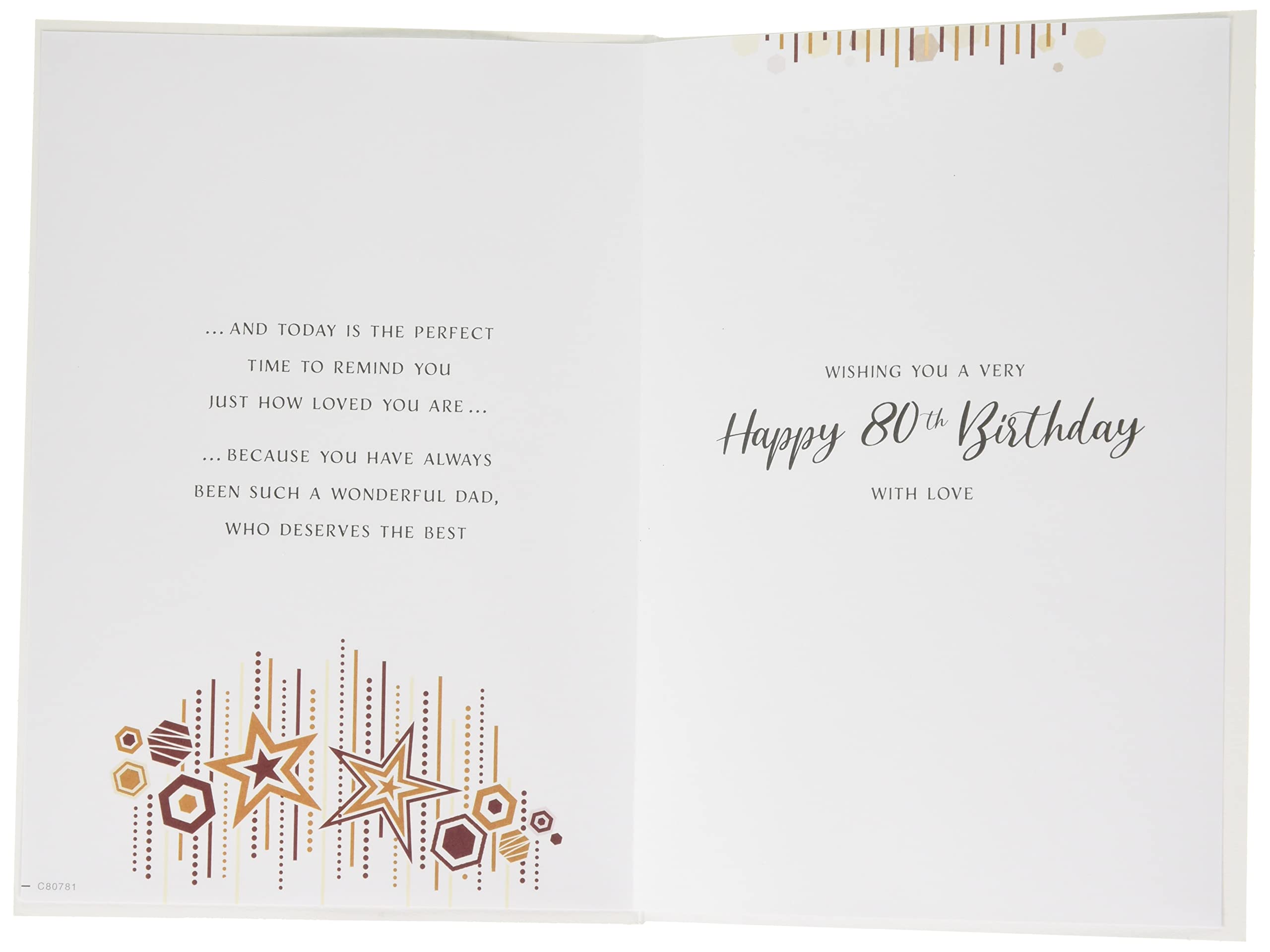 Piccadilly Greetings Age 80 Dad Birthday Card - 9 x 6 inches | Metallic 2
