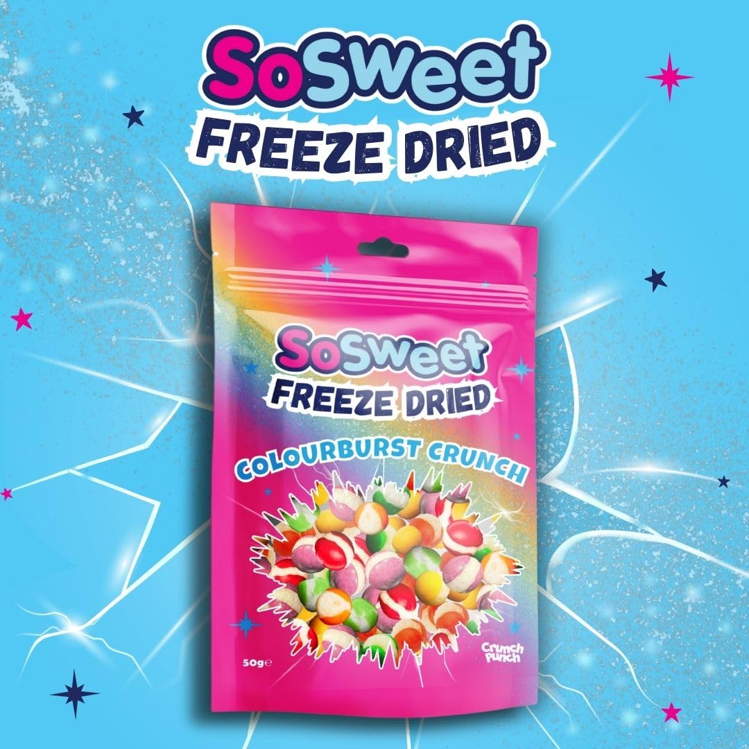 SoSweet Freeze Dried Sweets – Colourburst Crunch 50g | Rainbow Flavour | Crispy Fruit Snack 3