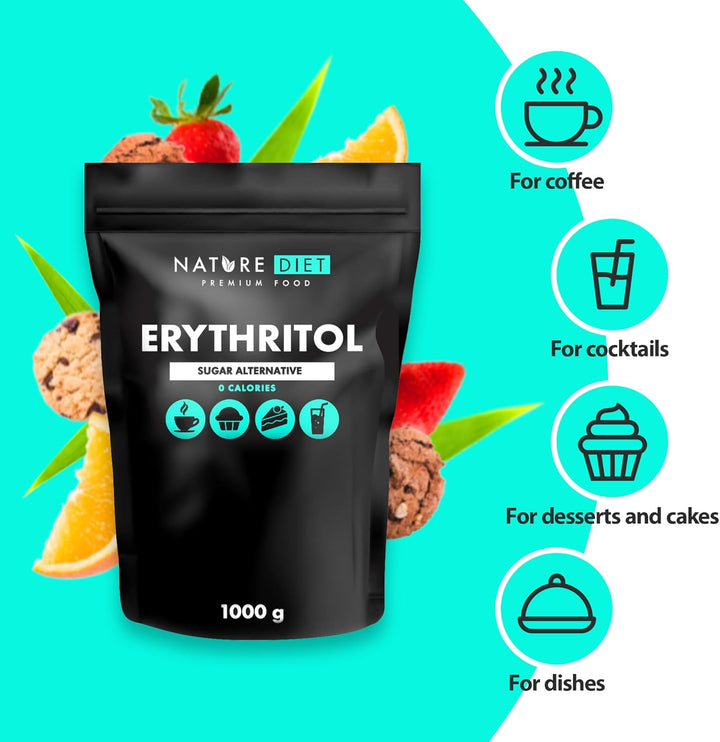 Nature Diet - Erythritol 1000 g, Natural Sweetener, Zero Calories, Sugar Substitute