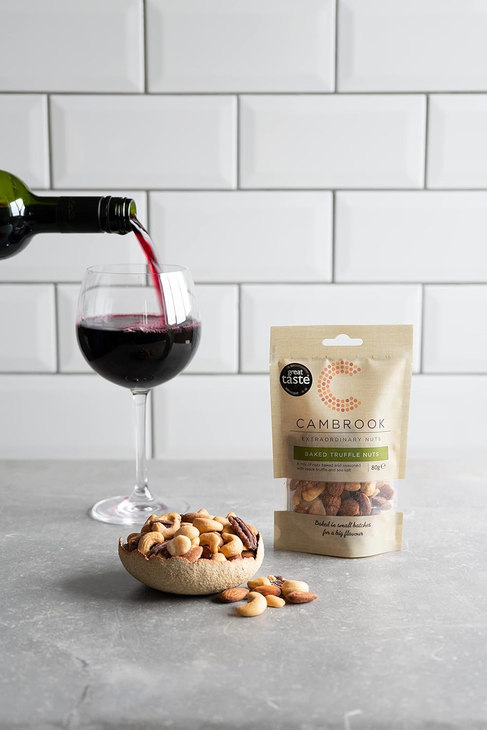 C Cambrook Black Truffle & Sea Salt Baked Mixed Nuts with Almonds, Cashews, Macadamias & Pecans