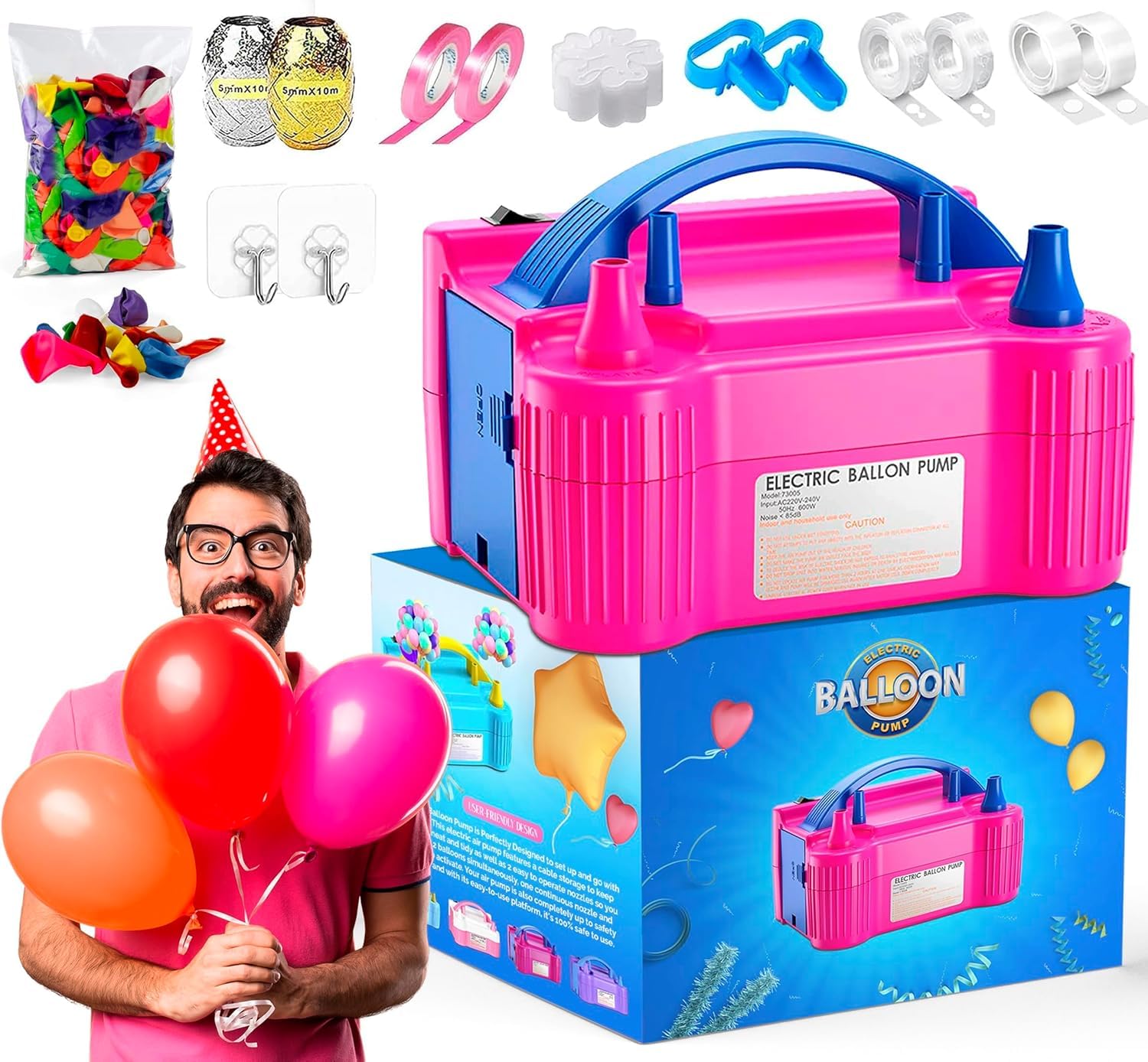 Electric Balloon Pump - Dual Nozzle, Portable Inflator for Party Decorations 9