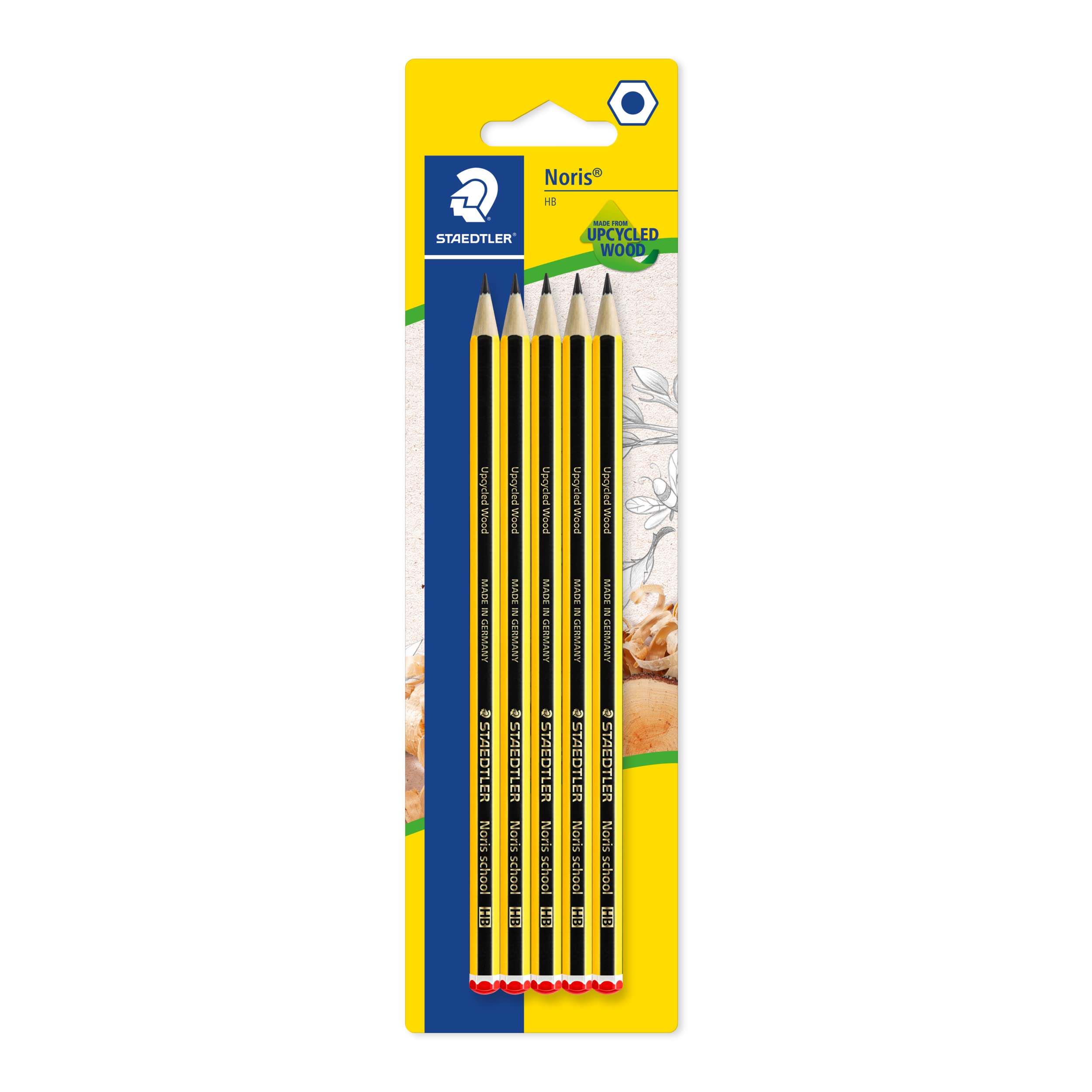 STAEDTLER Noris Graphite Pencils - HB Hardness, Break-Resistant Lead | Pack of 5 1
