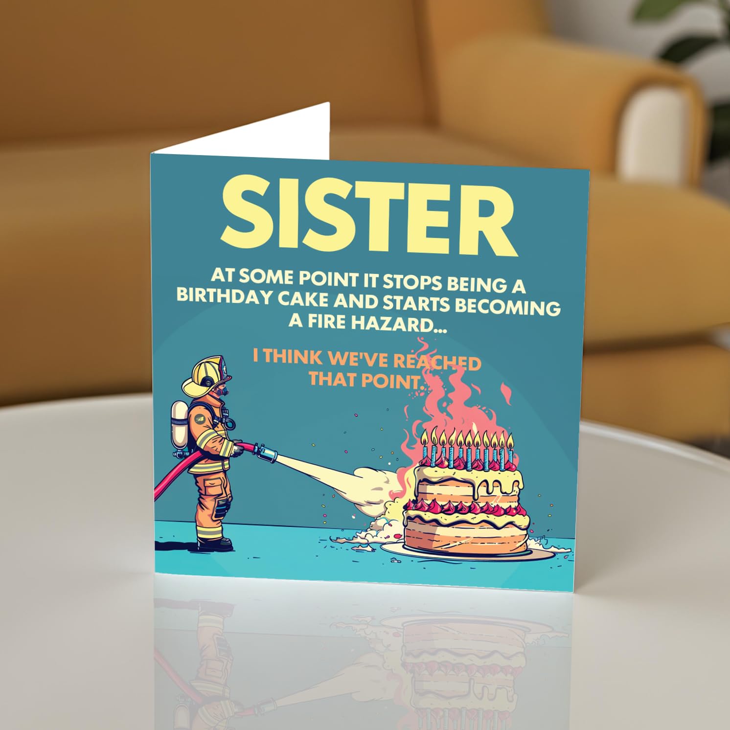 Stuff4 Rude Sister Birthday Card - Fire Hazard Joke | 145mm x 145mm | UK Made 3