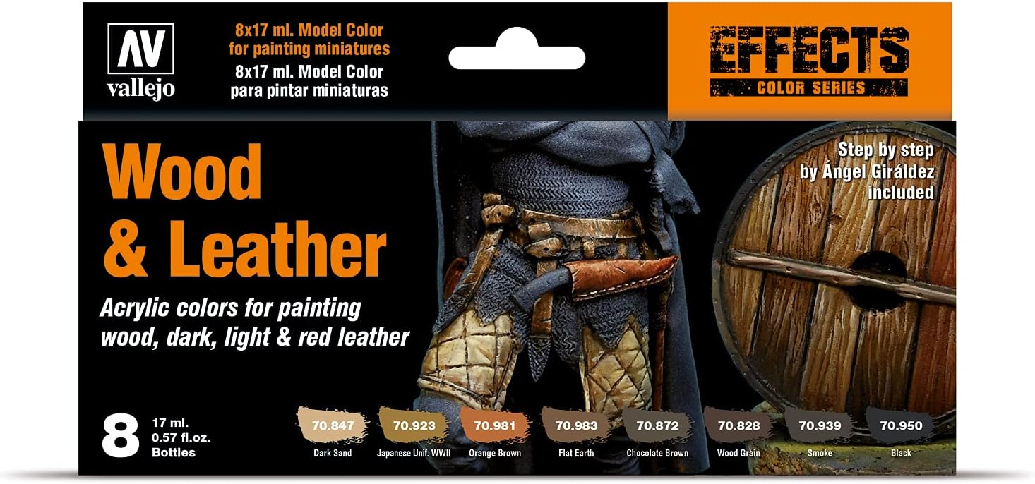 Acrylicos Vallejo Model Color Set - Wood and Leather Acrylic Paints (VJ70182) 1
