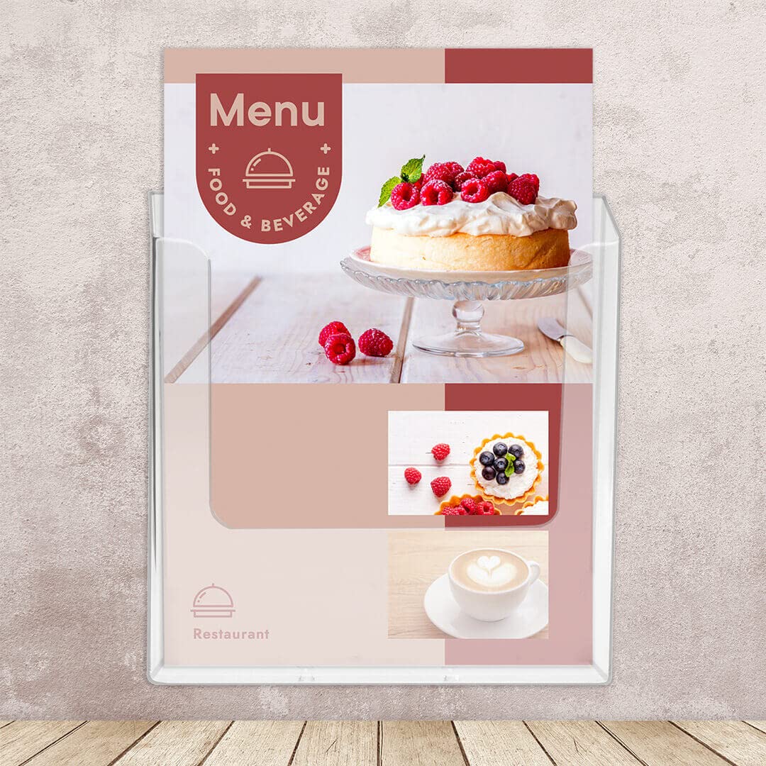 Europel Wall Mounted Brochure Holder - A5 Size | Crystal Clear Acrylic | Space Saving 4