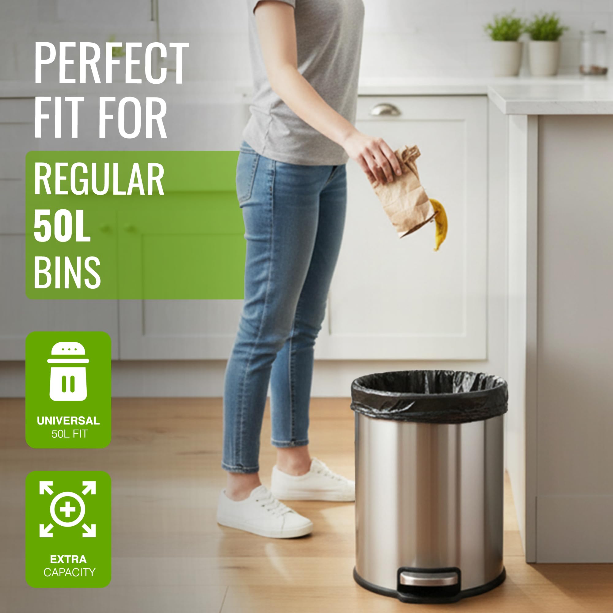 EcoBag Super Strong Heavy Duty Refuse Sacks - 50L Capacity, 50 Pack | Leak Resistant, Recyclable 2