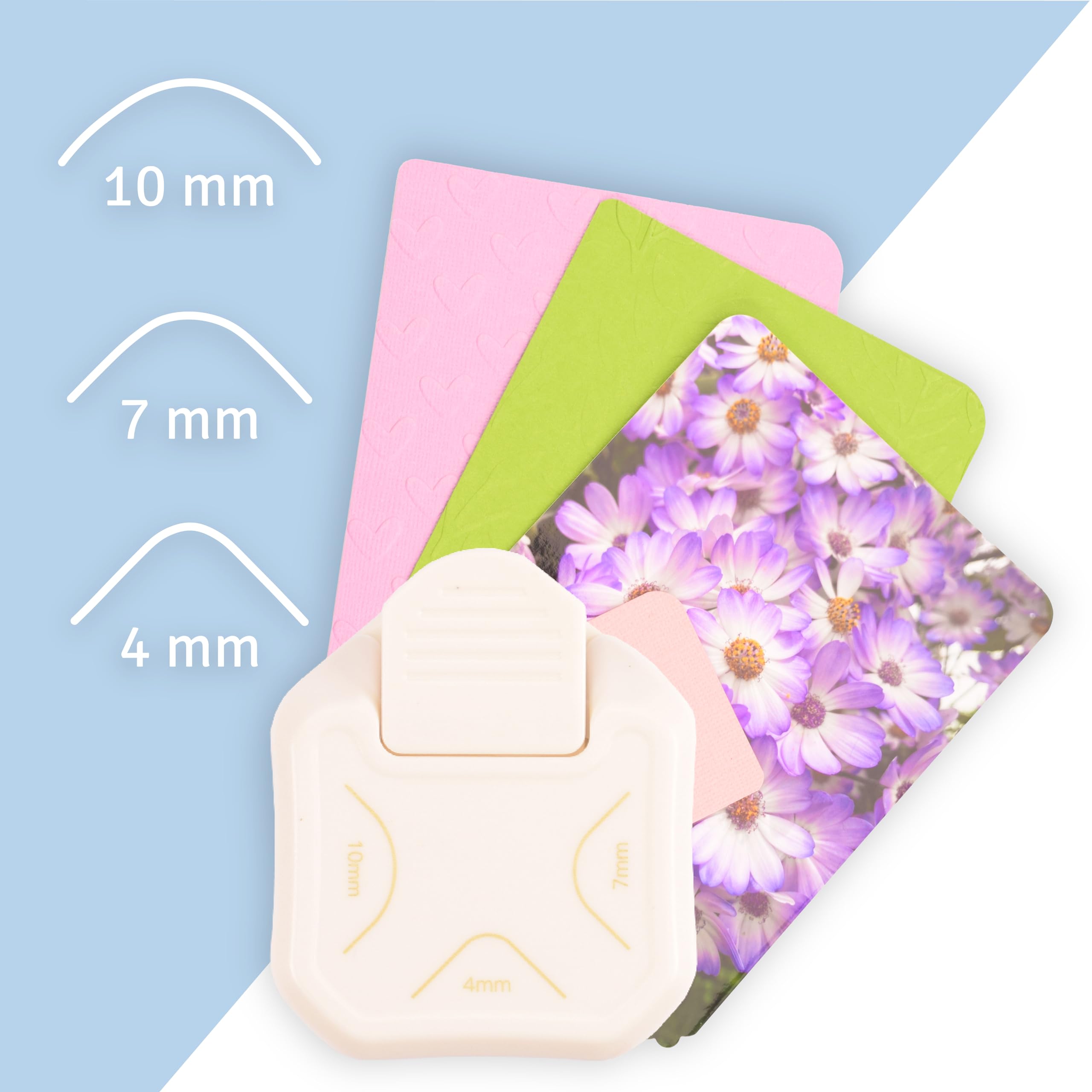 Vaessen Creative Corner Rounder Punch - 3 Sizes (4, 7, 10mm) for Papercraft & Scrapbooking | White 3