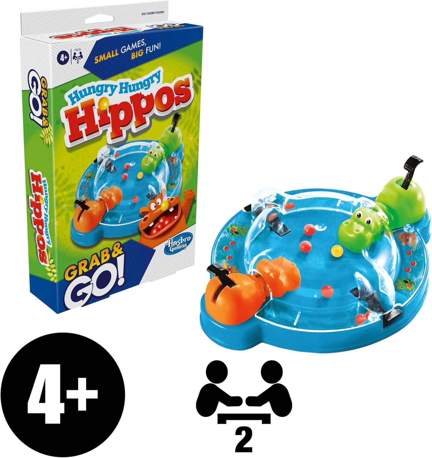 Hasbro Gaming Hungry Hungry Hippos Grab and Go Reisespiel für 2 Spieler 4