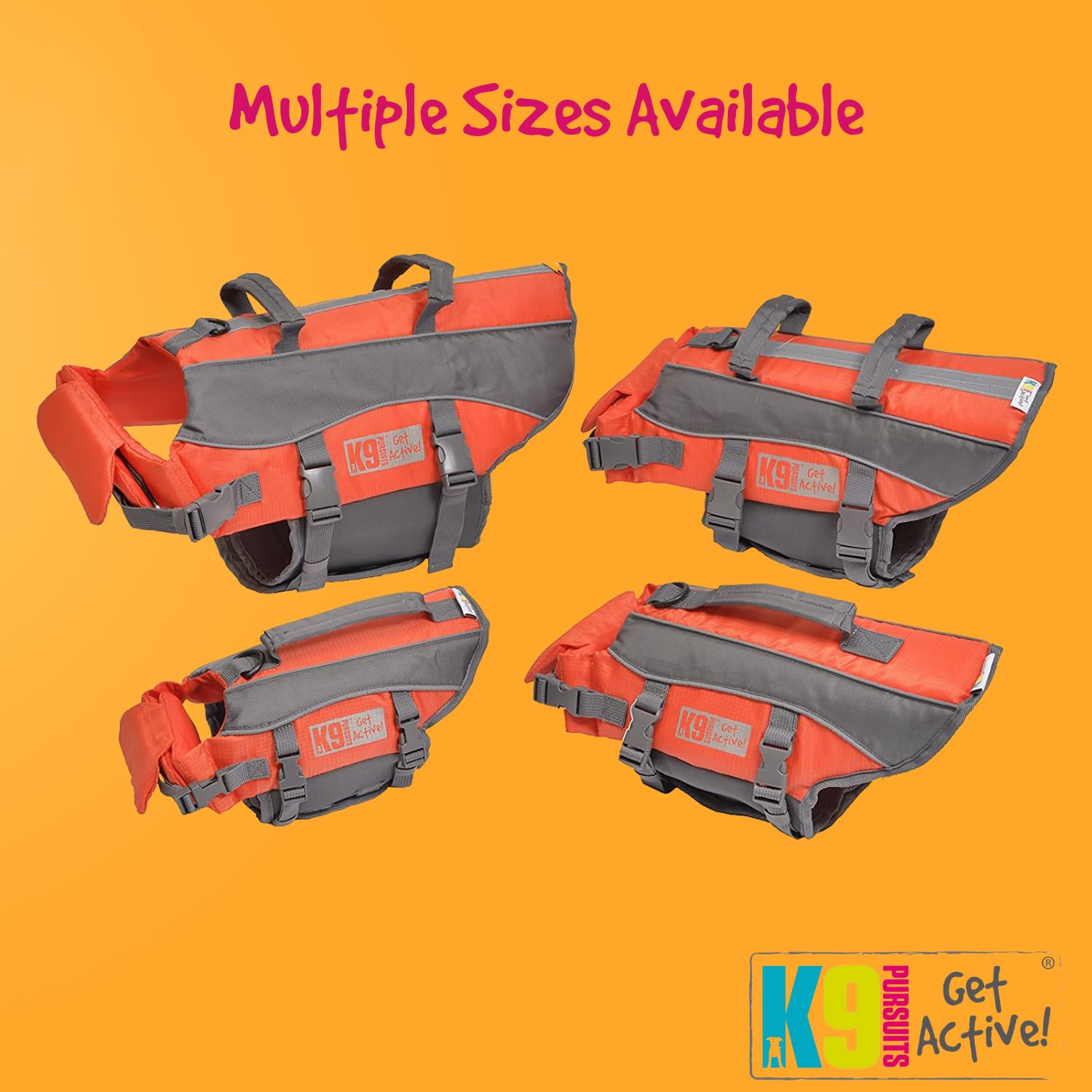 K9 Pursuits High Visibility Life Jacket - Medium Size | Water Recovery Handle | Reflective Accents 3