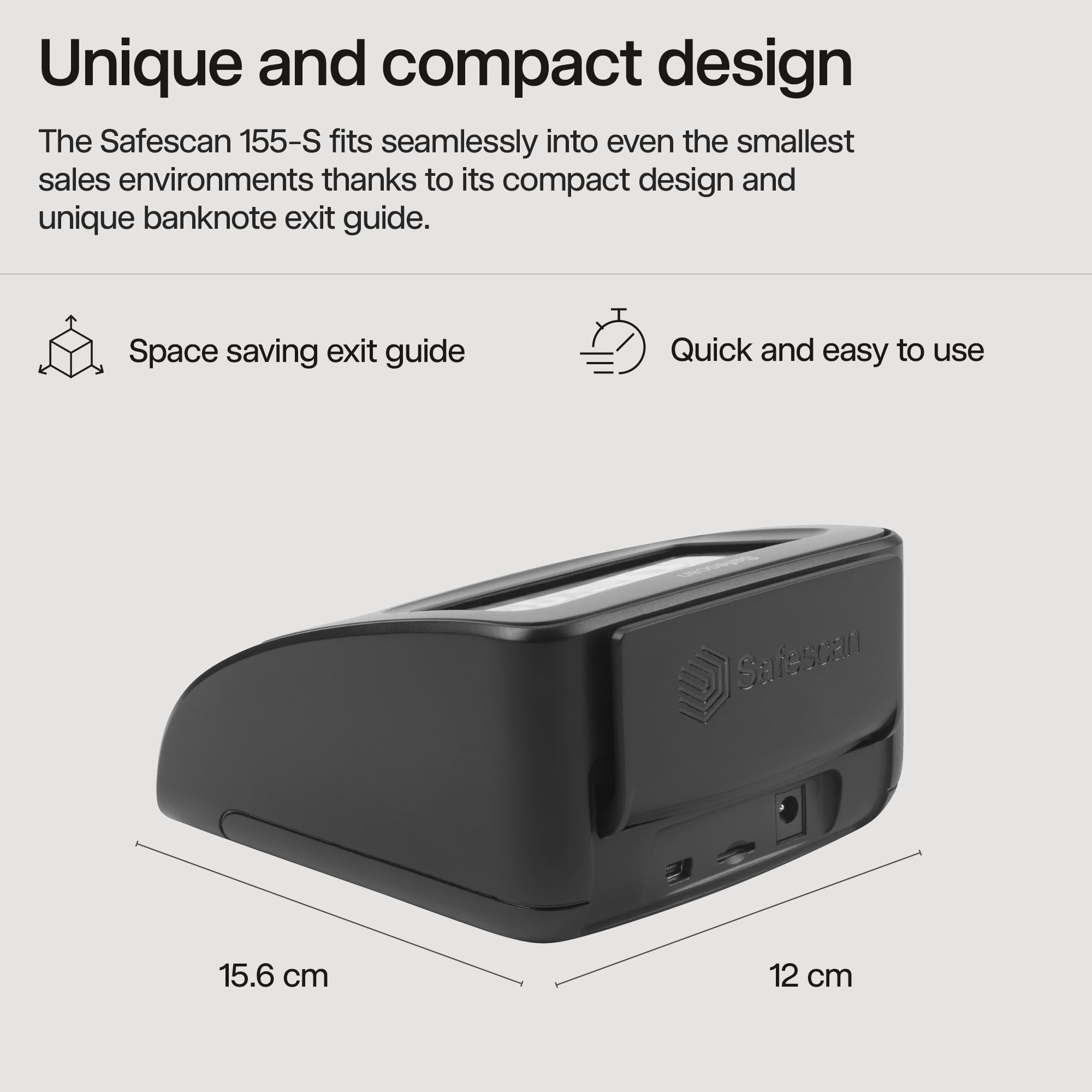 Safescan 155-S Note Counter - Verifies GBP, EUR, SCT, NIR | Compact POS Design | Black 5
