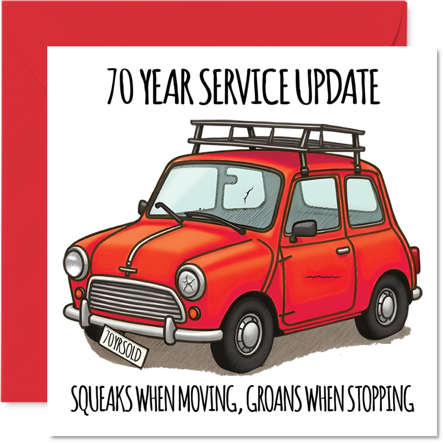 Stuff4 70th Birthday Card for Men & Women | 145mm Square Greeting Card | Funny Service Theme