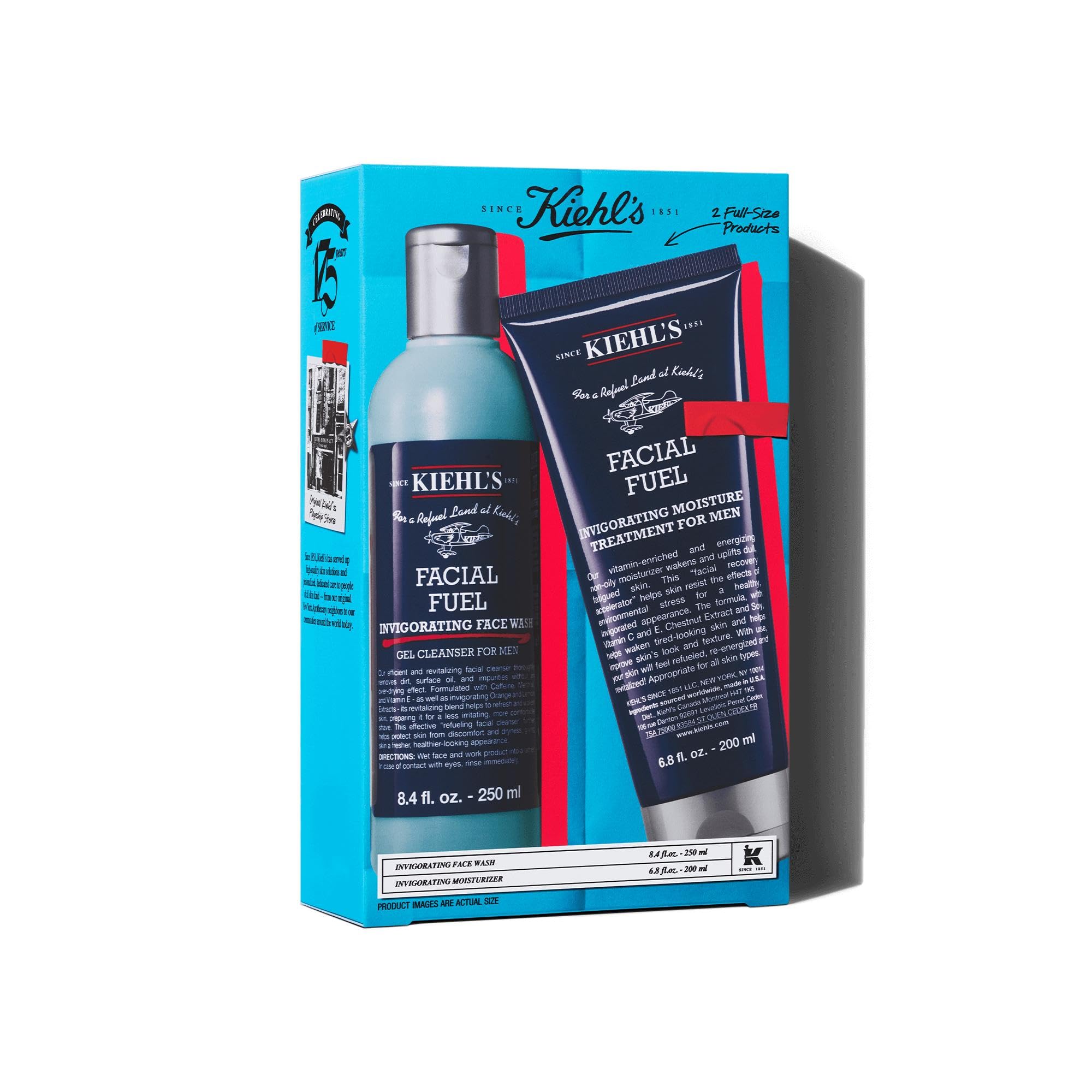 Kiehl's Facial Fuel Gift Set for Men - Energising Face Wash and Moisturiser | 450 ml 1