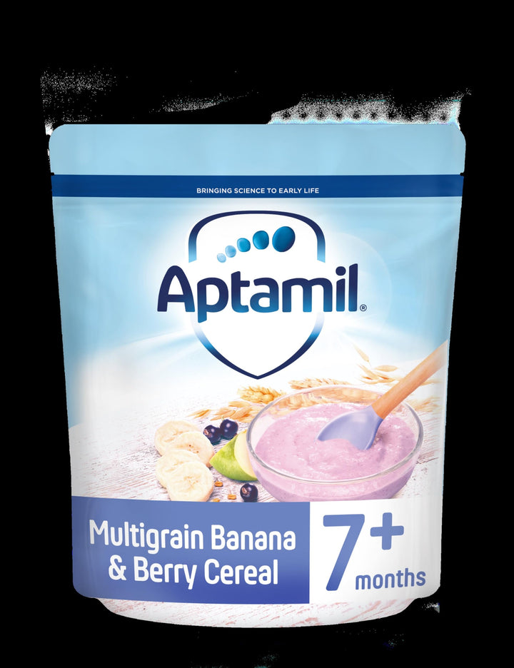 Aptamil Multigrain Banana & Berry Porridge Baby Food Cereal, 7+ Months, 200g