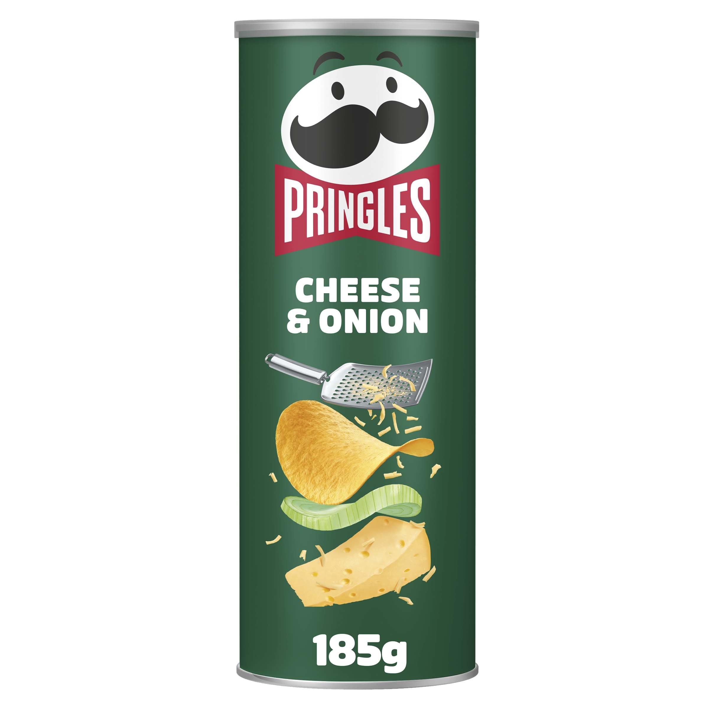 Pringles Cheese & Onion Crisps - Bold Flavor | Re-sealable Tube | 185g Single Bag 1