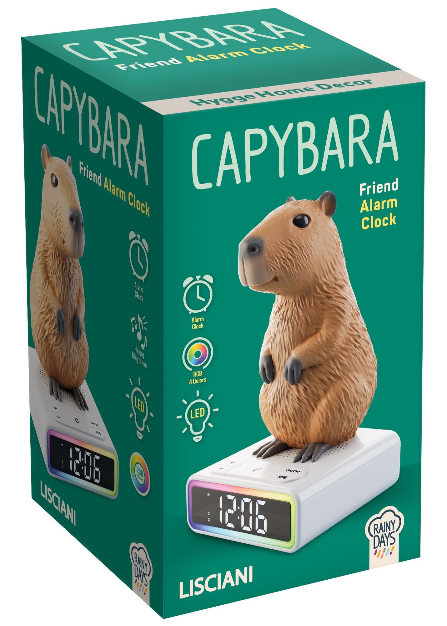 Lisciani Capybara RGB LED Digital Alarm Clock - Multicolor Mood Light, Funny Ringtones, Animal Design Night Light 2
