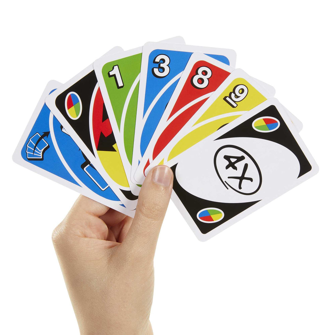UNO Extreme Card Game with Random-Action Launcher, Lights & Sounds, 112 Cards