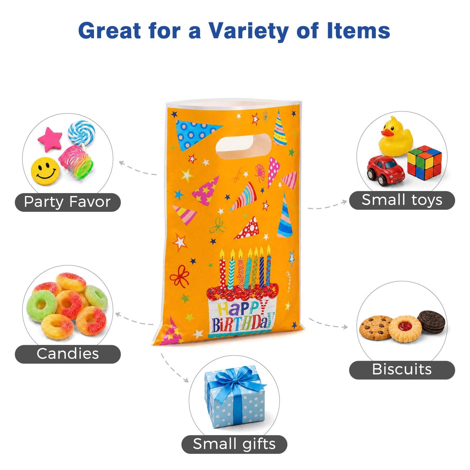 Brencco Kids Birthday Party Gift Bags - 50 PCS Value Set | 16.5x25 cm | 4 Assorted Colors 6
