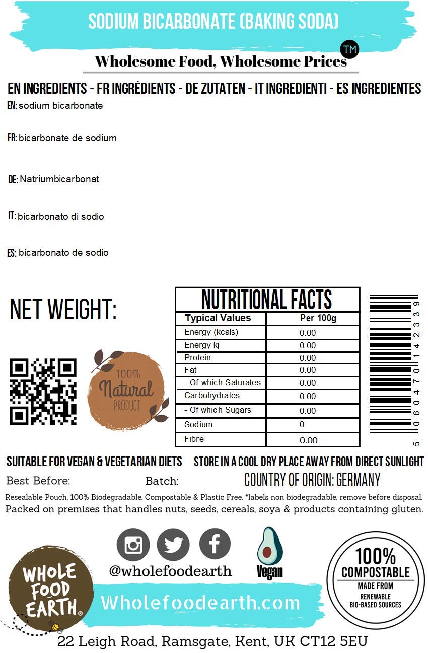 Wholefood Earth Sodium Bicarbonate Baking Soda 1 kg