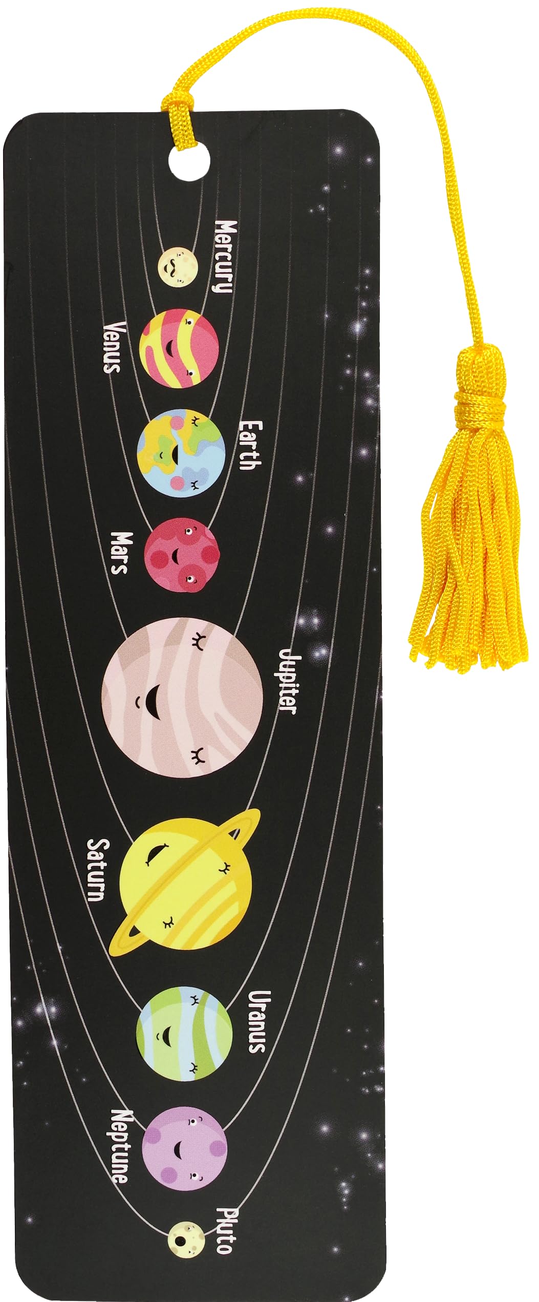 Peter Pauper Press Solar System Children's Bookmark with Yellow Tassel and Ruler Back