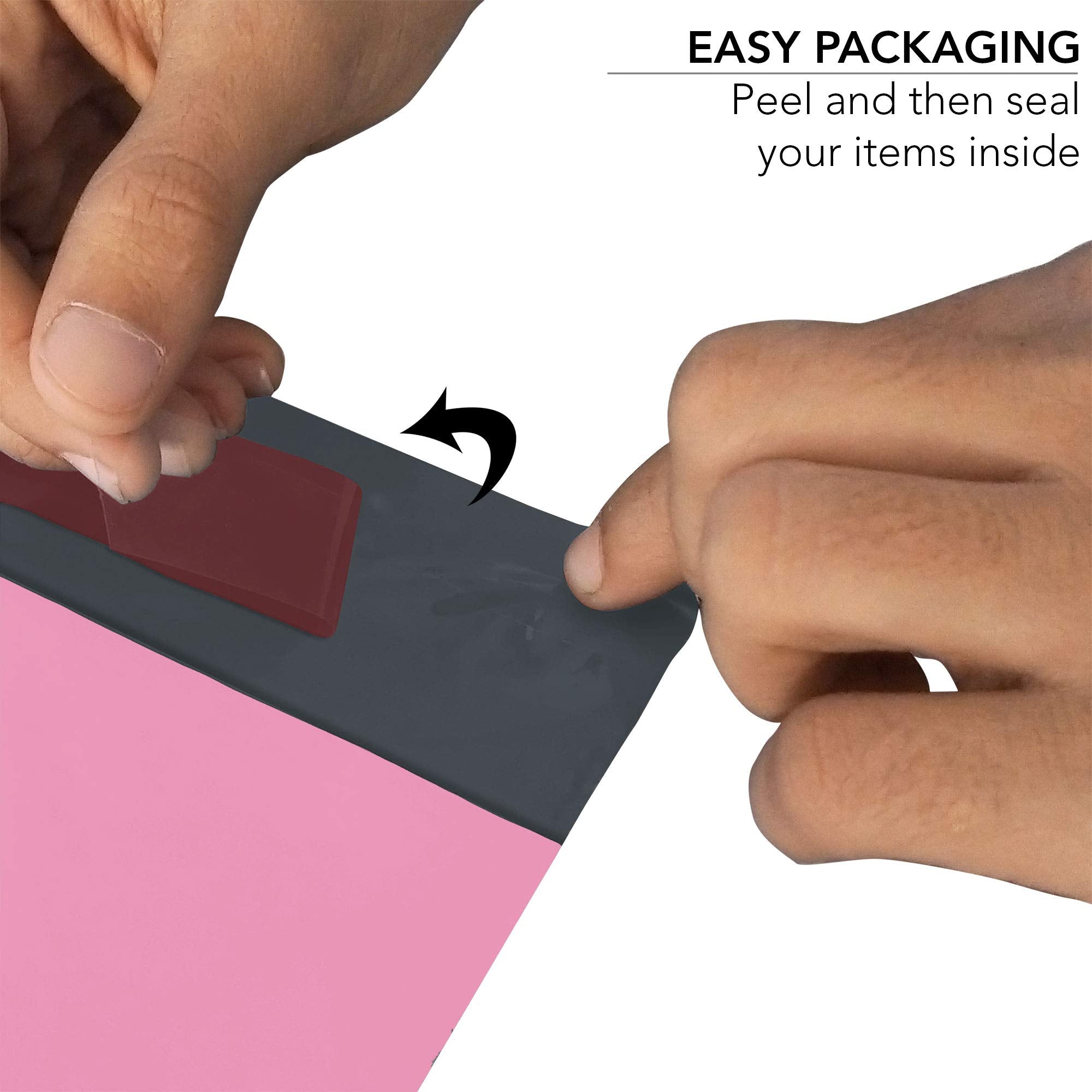 iSOUL 100 Pink Plastic Mailing Bags - Self Seal, Water Resistant | 4 Sizes (6x9 to 12x16 in) 2