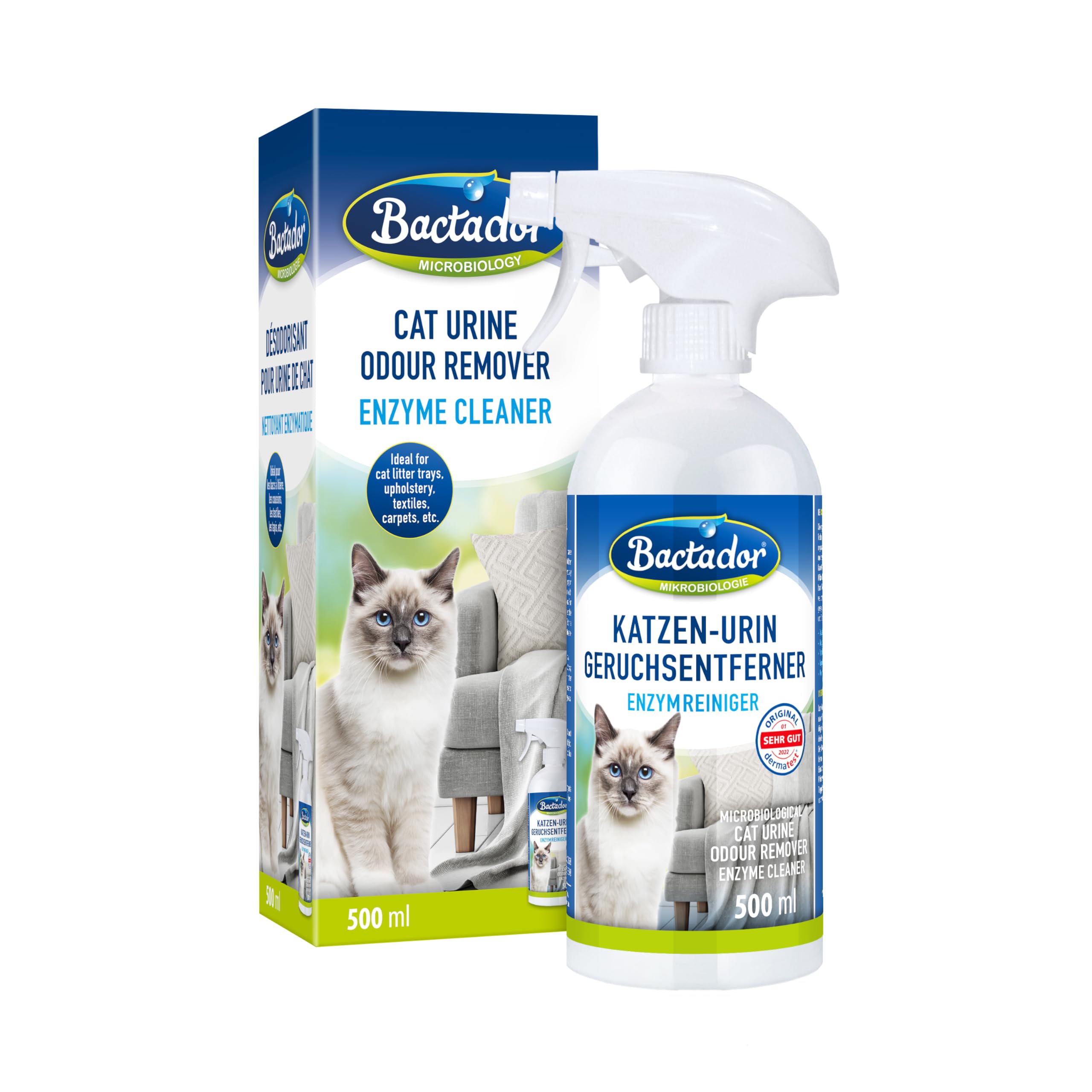 Bactador Enzyme Cleaner for Cat Pee Spray - Permanent Odour Removal | 500ml | Unscented