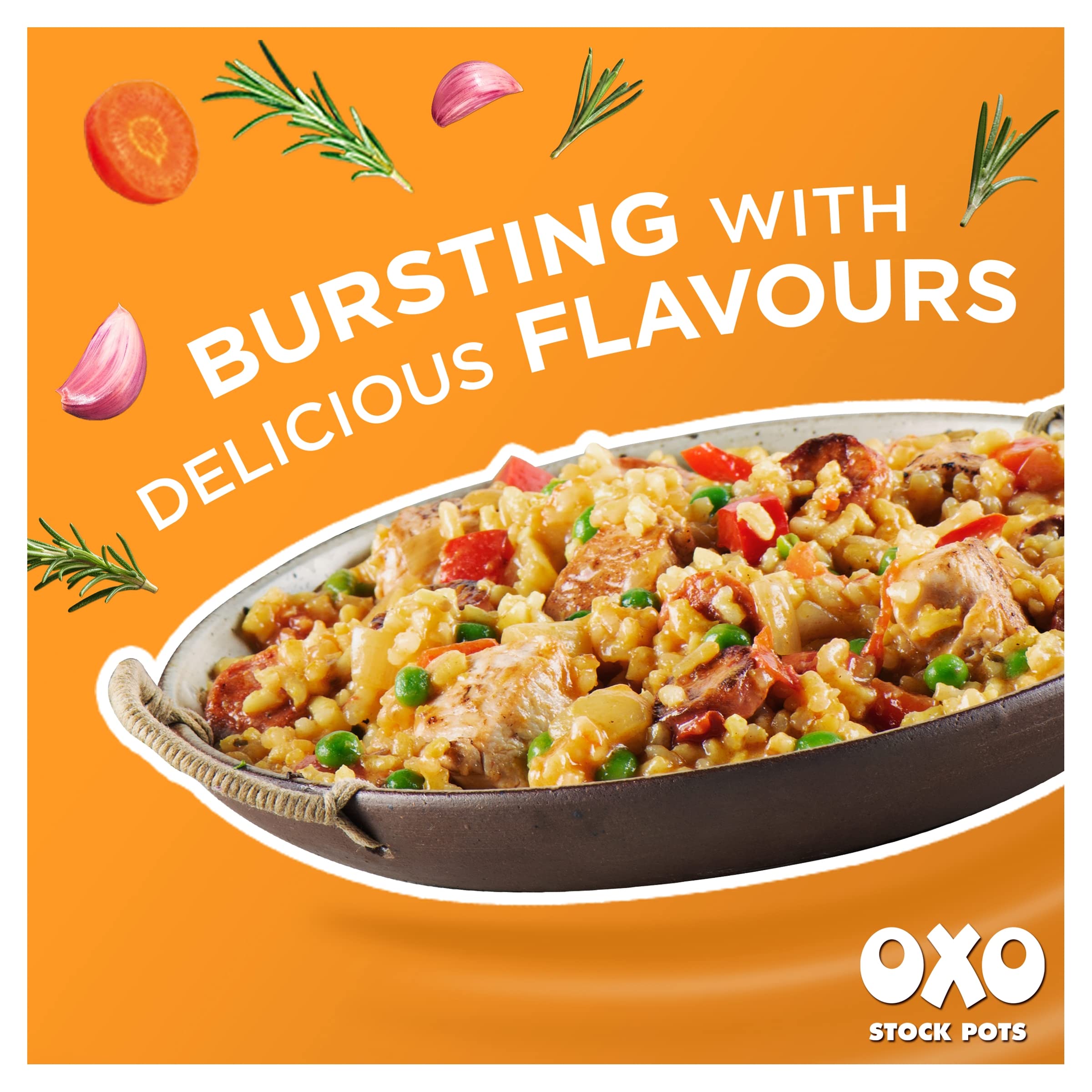 OXO Chicken Stock Pots with Garlic & Thyme - Succulent Flavour for Roasts & Casseroles | 80g 6