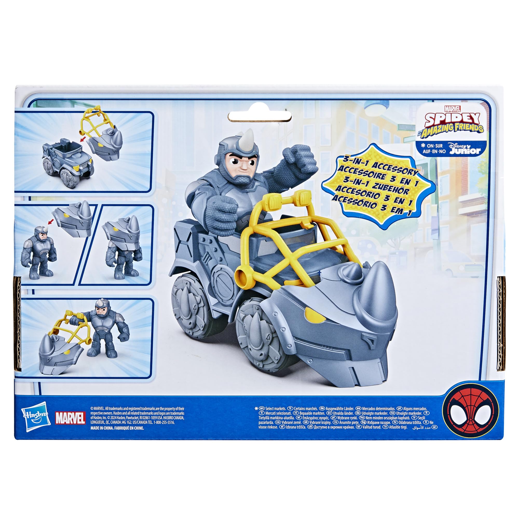 SPIDEY AND HIS AMAZING FRIENDS Rhino Wrecker Toy Set with 4-Inch Poseable Figure | Ages 3+ 7
