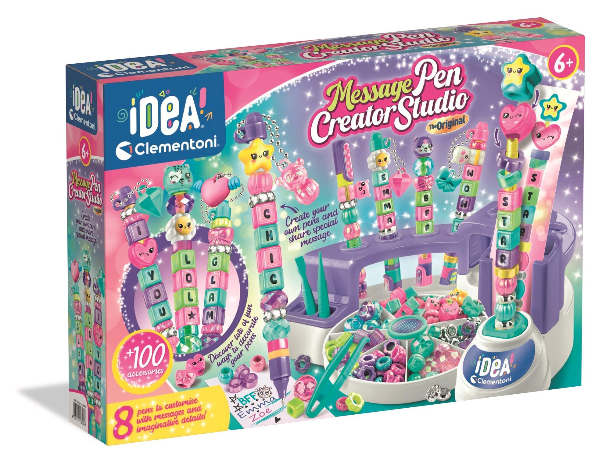 Clementoni The Message Pens - Customise Colourful Pens with Beads, Stickers & Letters | Ages 6+