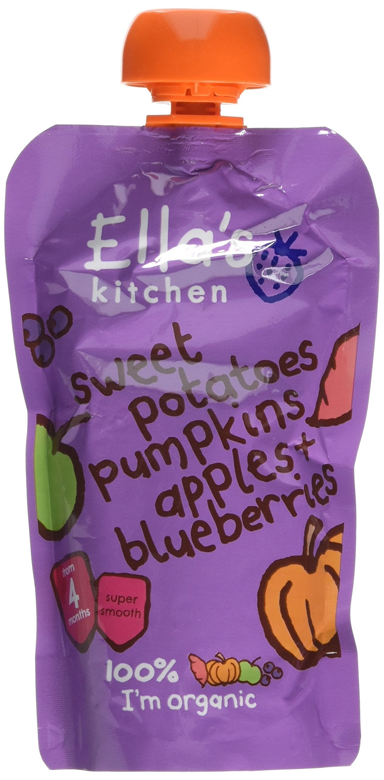 Ella's Kitchen Stage 1 Organic Sweet Potato, Pumpkin, Apple & Blueberry Baby Food | 7 x 120g Pouches 1