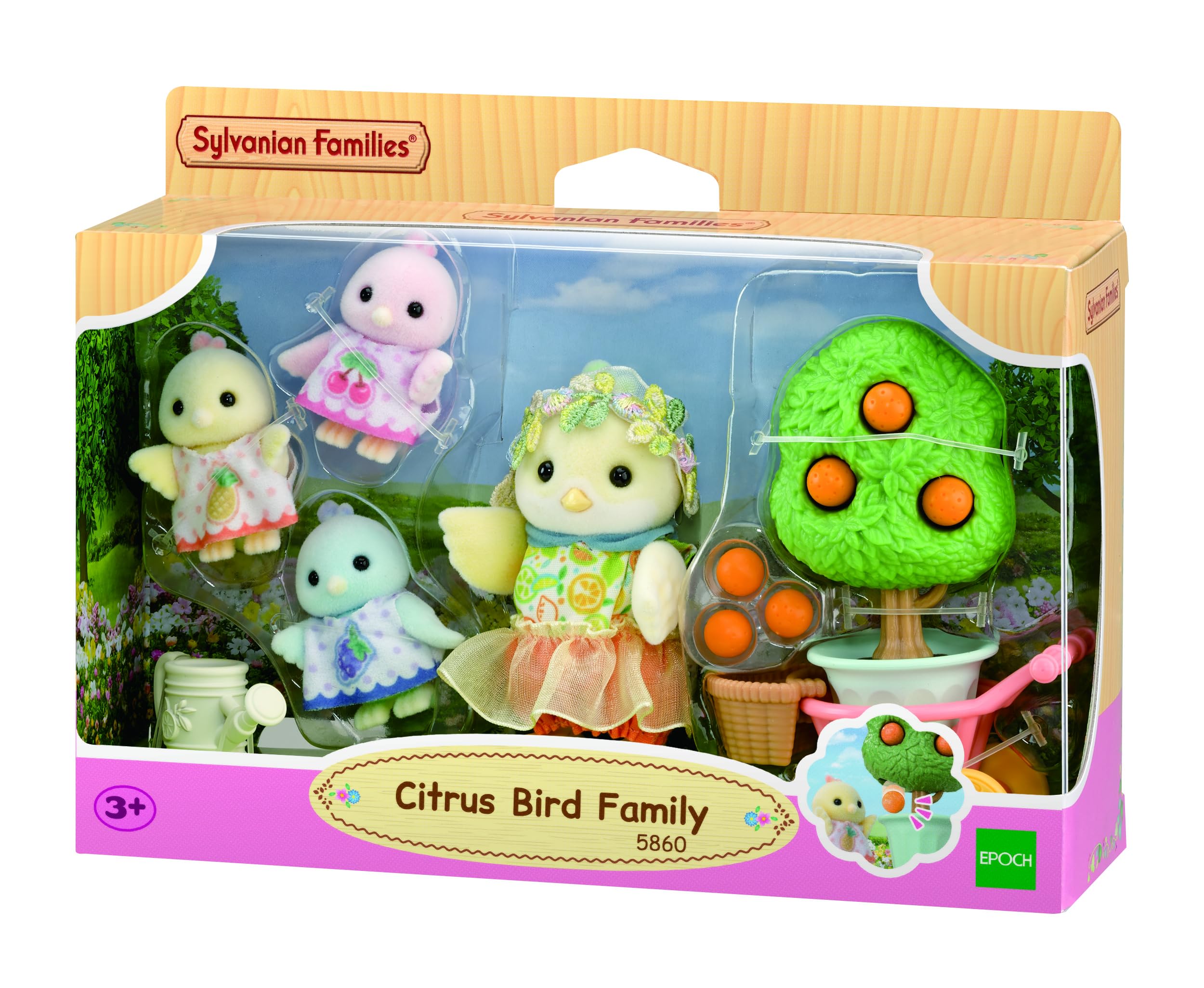 Sylvanian Families Citrus Bird Family Playset - Includes 6 Figures & Fruit Harvesting Gimmick | Ages 3+ 8