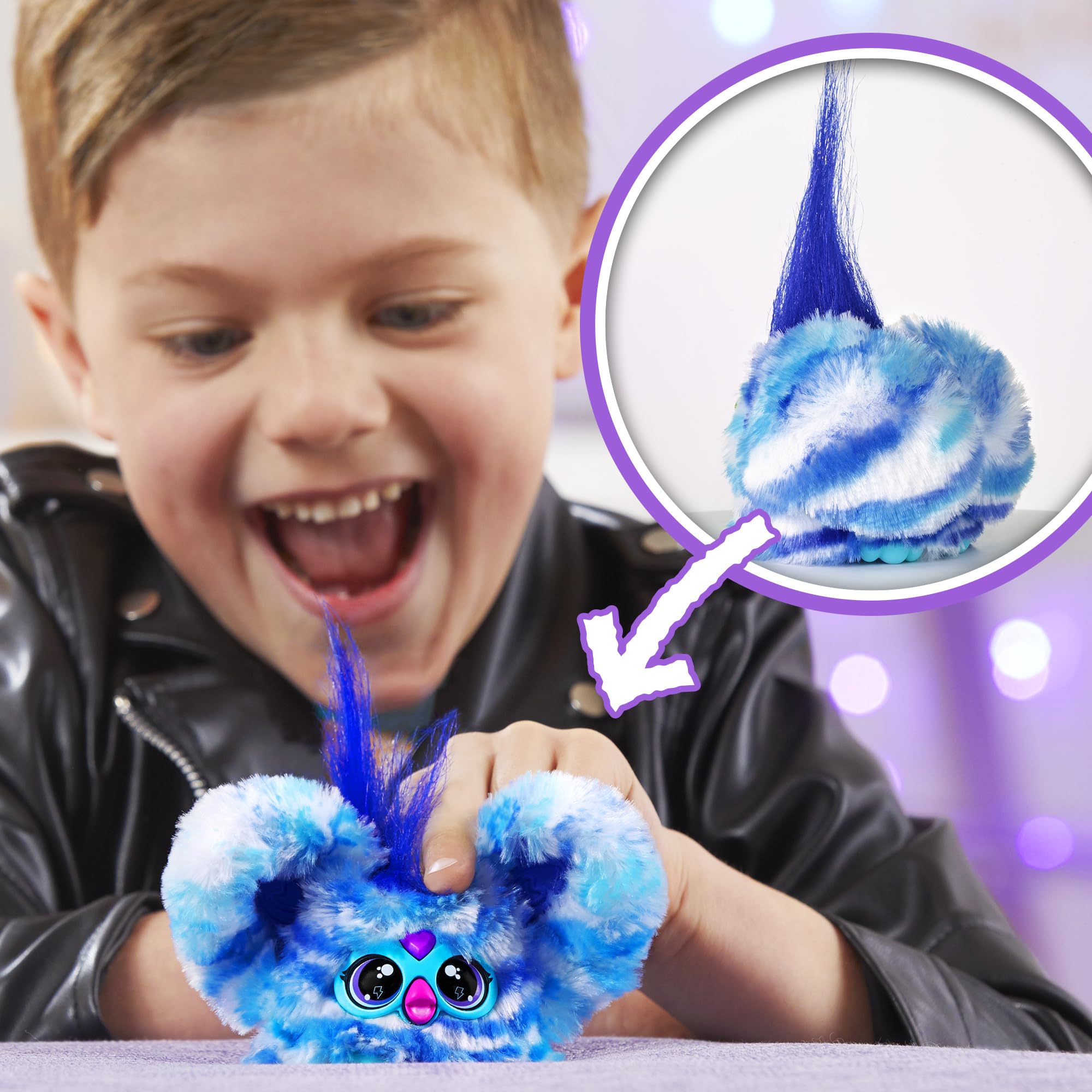 Furby Ooh-Koo Rock 'n' Roll Mini Electronic Plush Toy, Blue 5