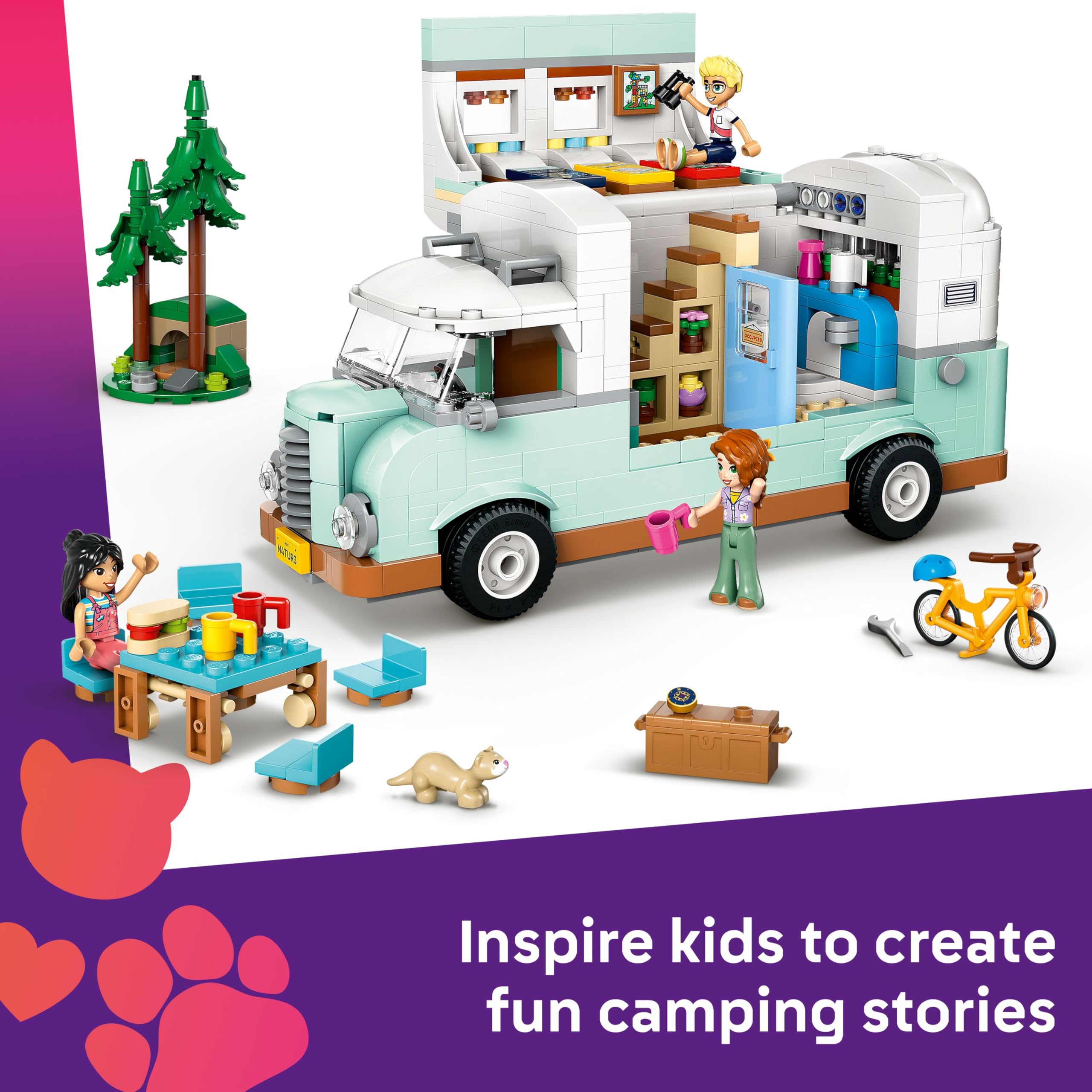 LEGO Friends Friendship Camper Van Adventure Set 42663 | Ages 7+ | Includes 3 Mini Dolls & Ferret 5