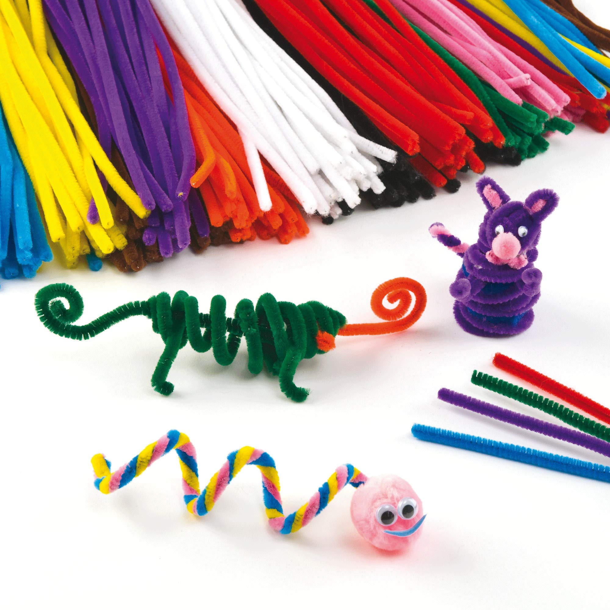 Baker Ross Fluffy Soft Pipe Cleaners - Value Pack of 120 Metallic Craft Stems | 30cm Long 1