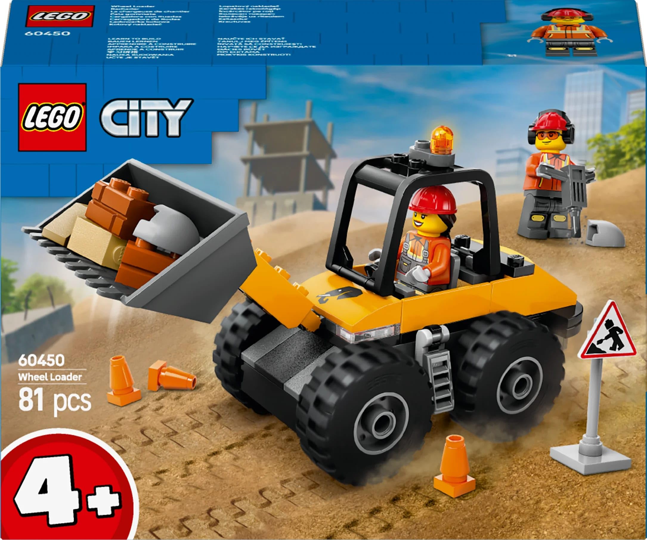 LEGO City Yellow Construction Wheel Loader Toy - Building Set for Kids 4+ 6