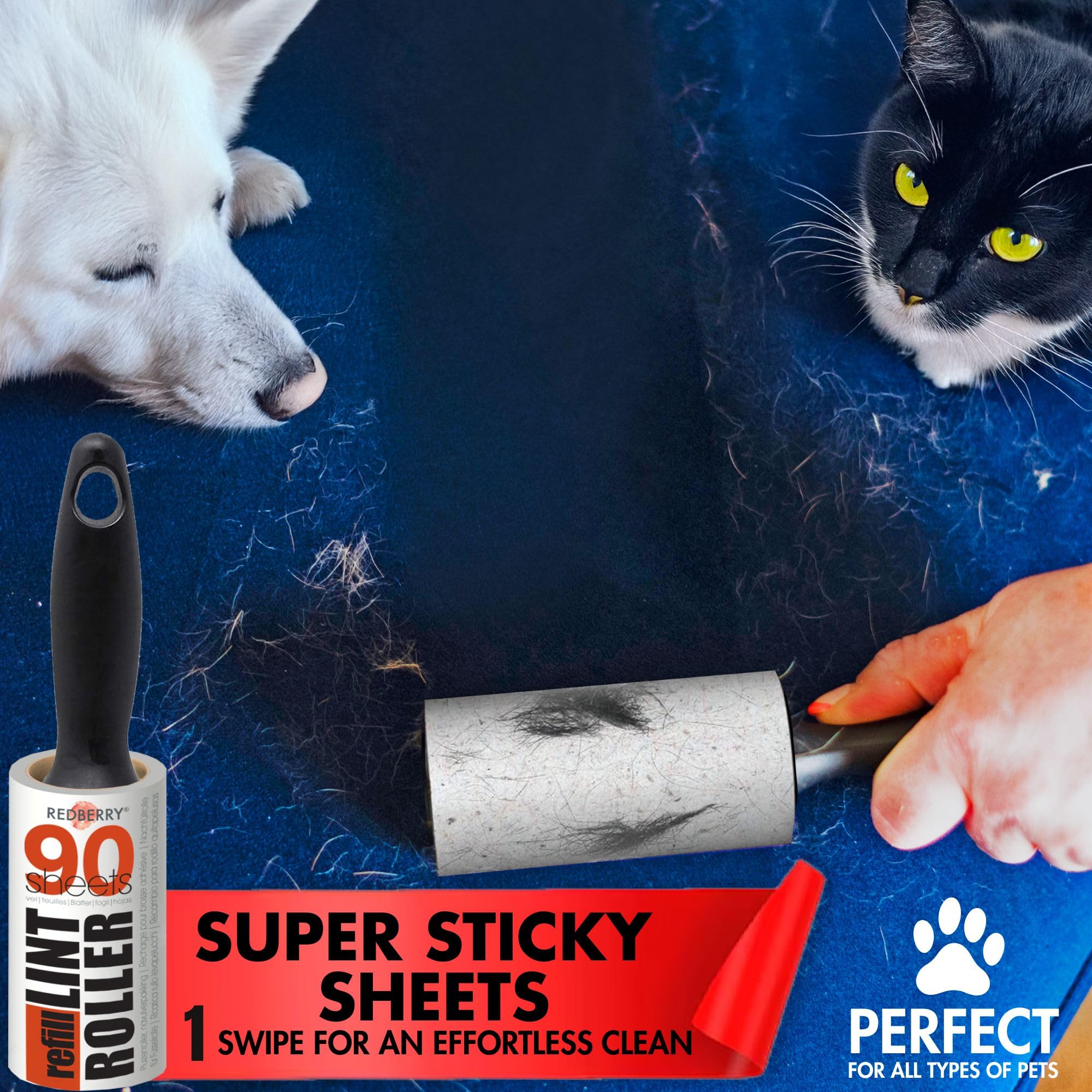 REDBERRY Lint Roller & Refill Set - 270 Sticky Sheets for Pet Hair Removal 3
