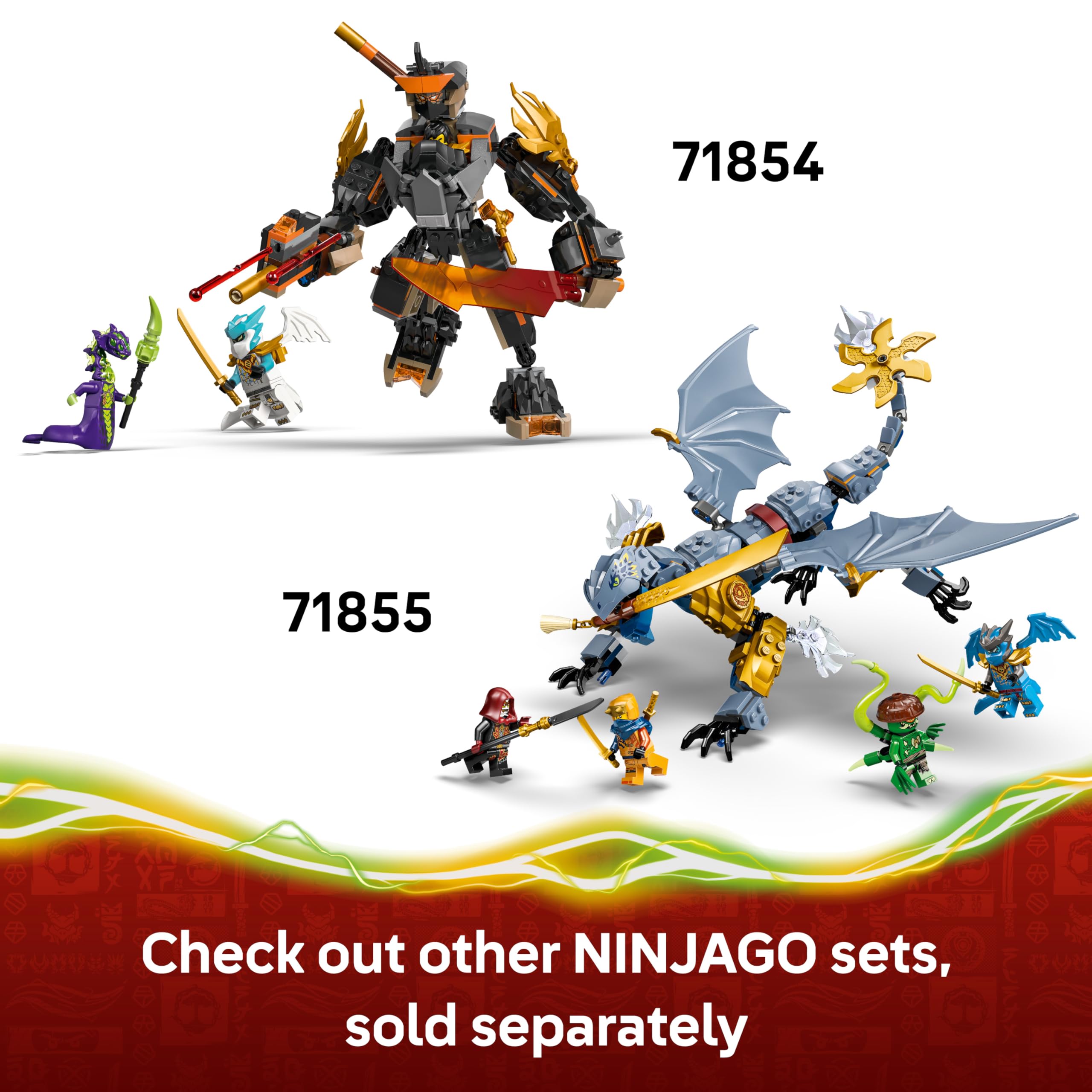LEGO NINJAGO Cole's Mission Mech & Dragon Zane Building Set 71854 for Ages 7+ 7
