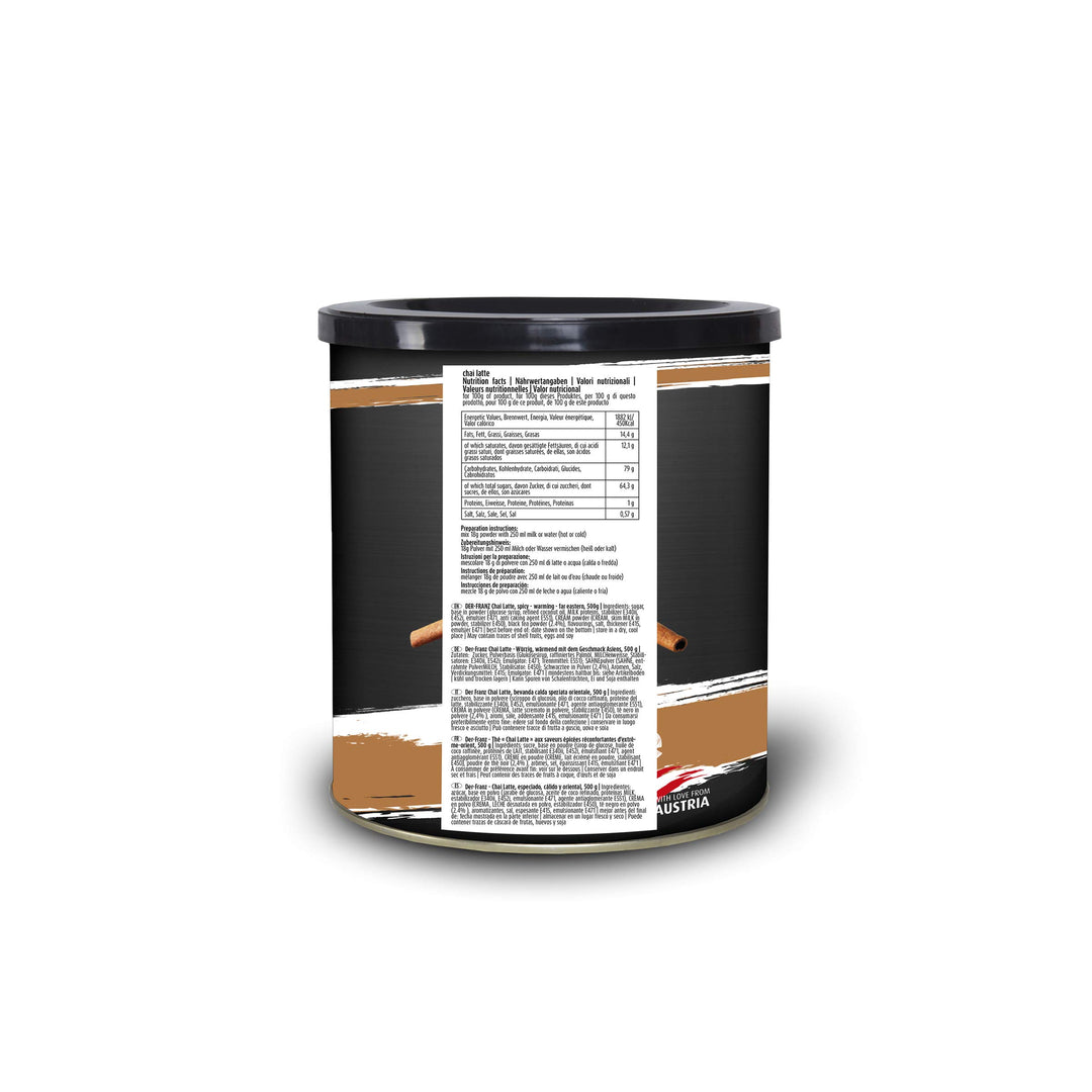 Der-Franz Chai Latte Powder, 500 g – Spiced Black Tea Blend with Ginger, Cardamom & Cinnamon