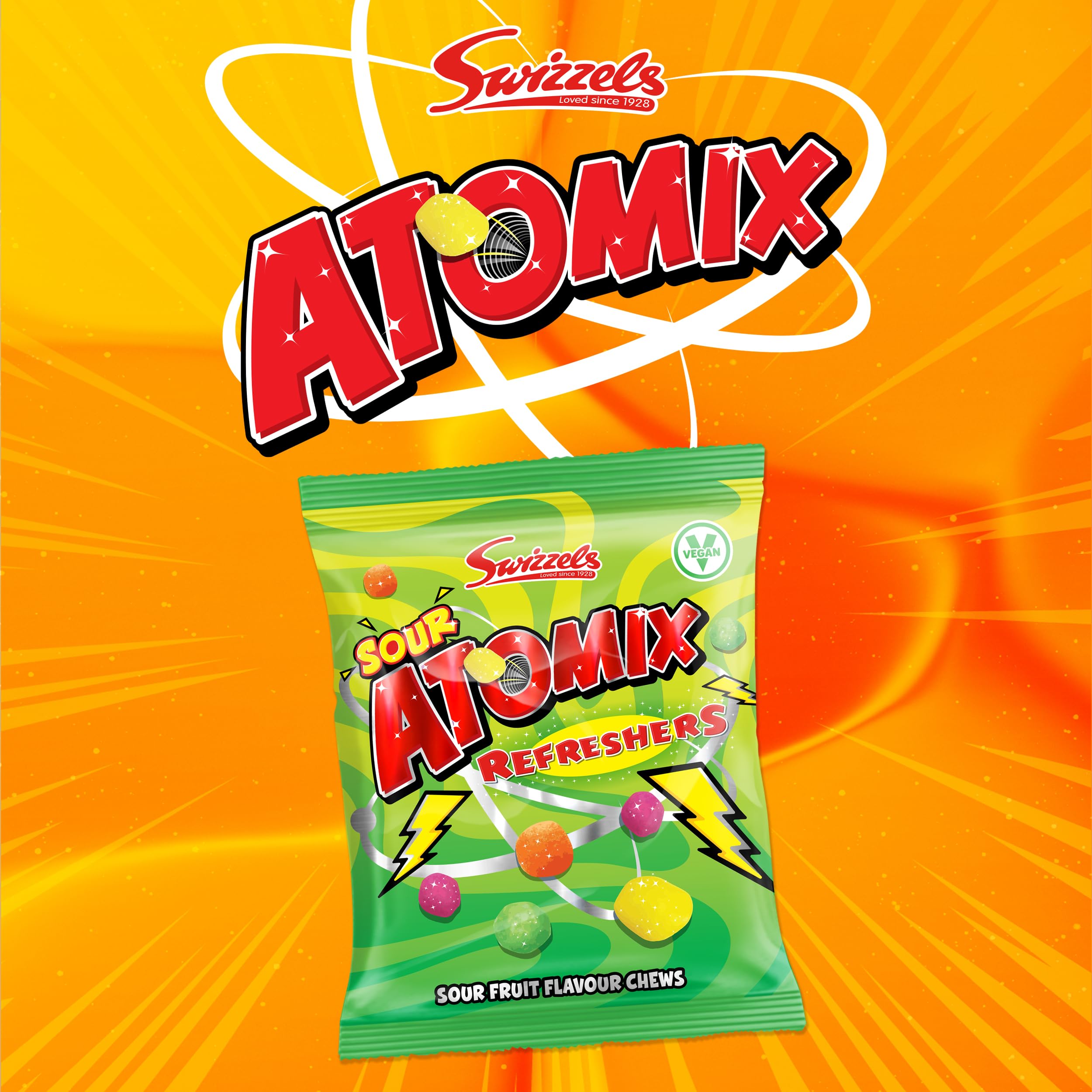 Swizzels Sour Atomix Refreshers - Tangy Fruit Flavour Chewy Sweets | 110g Bag 2