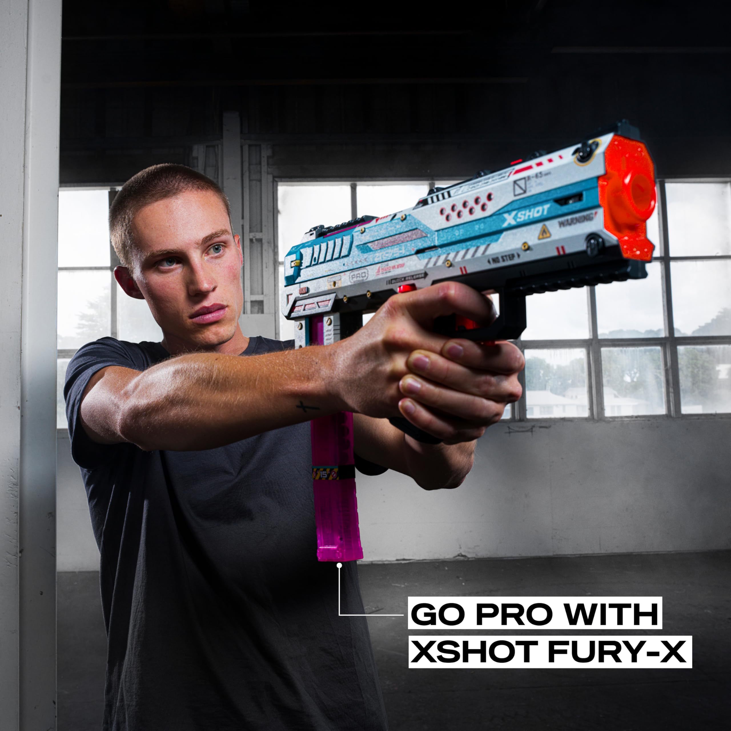 XSHOT SKINS Pro Series Fury-X Toy Gun Blaster | 43m Range | Slam Fire Action | Includes 40 Half Darts